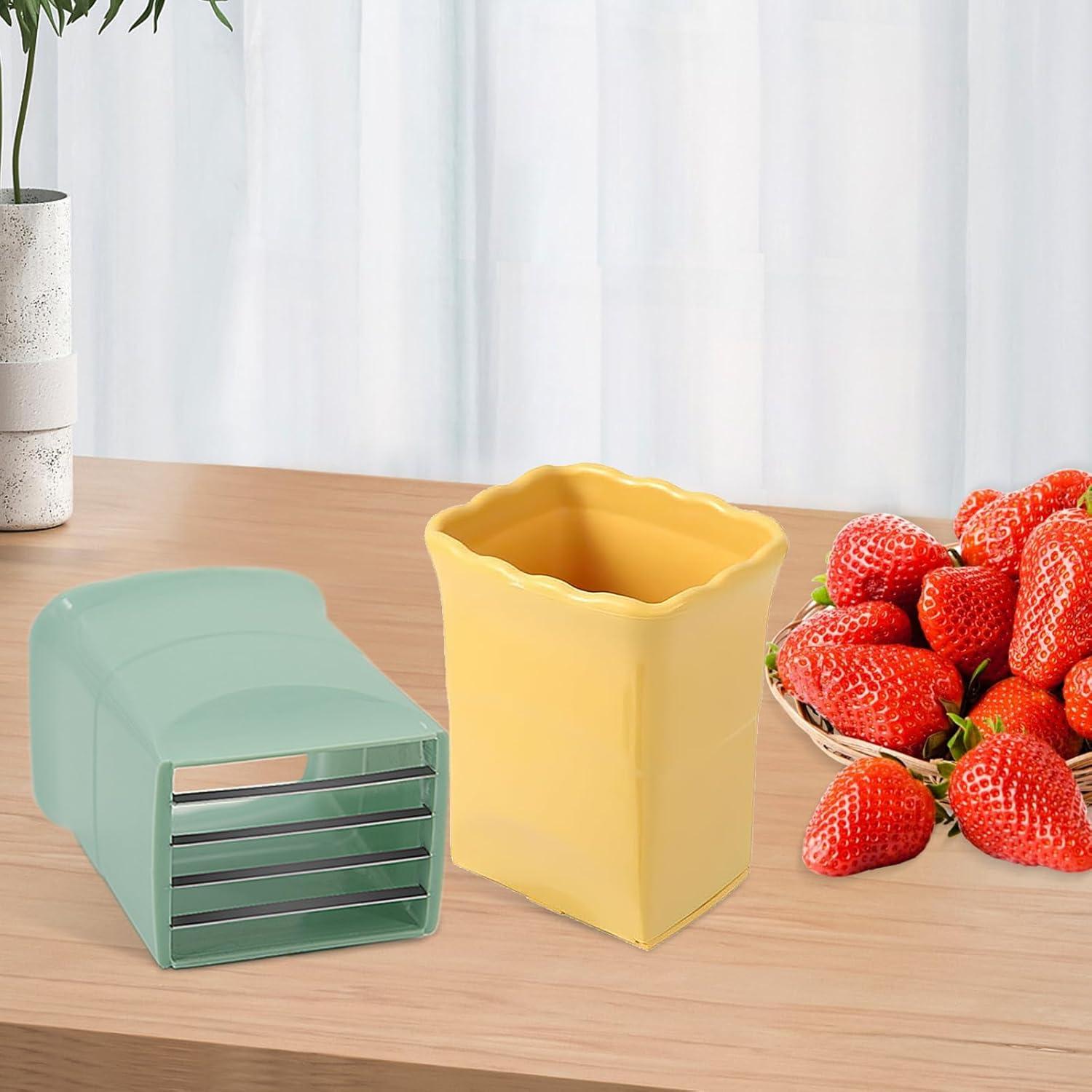 Cortador de Fresas CEHNCEH 3 en 1 Manual de Acero Inoxidable