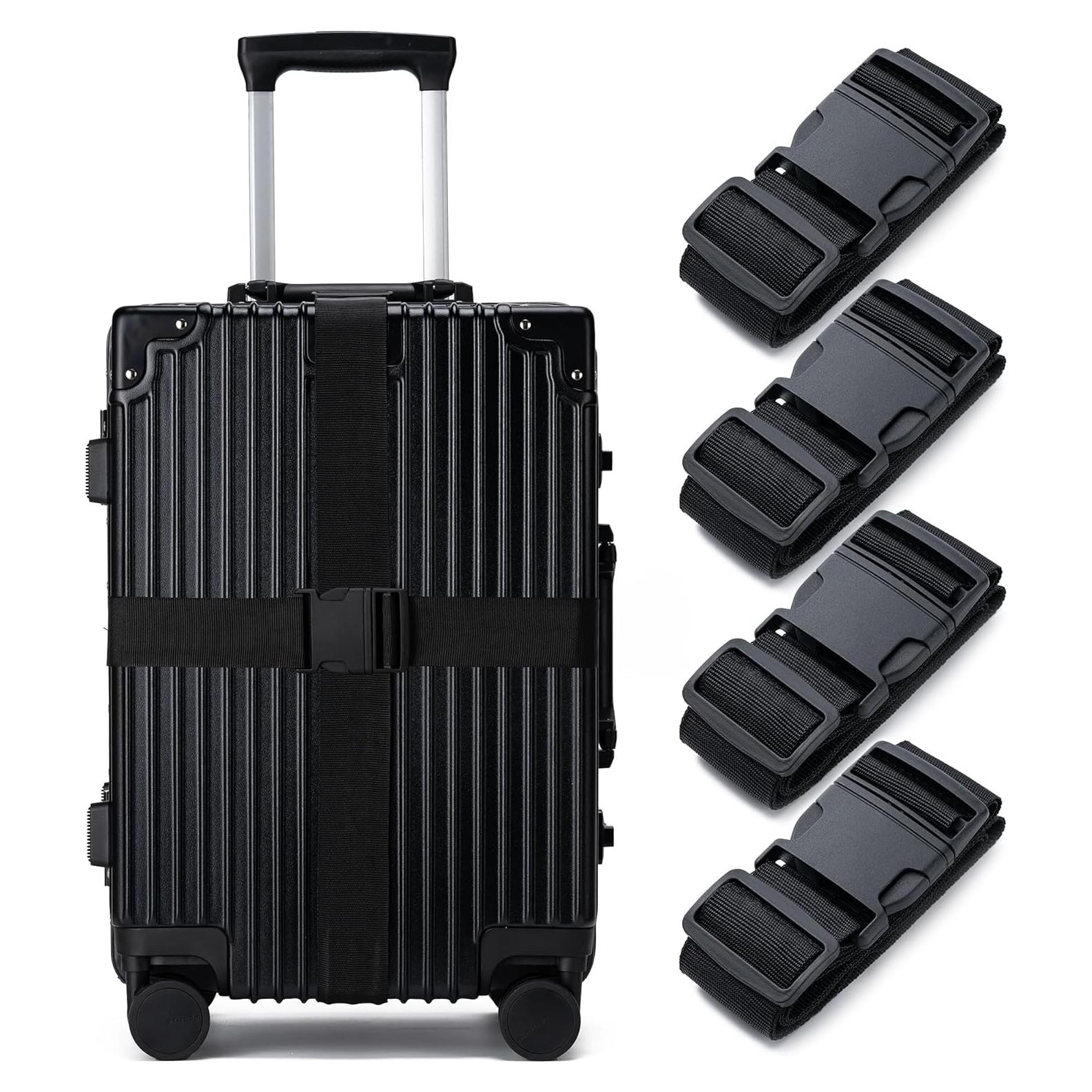 Correas para Equipaje Hoewina 4 Piezas 180 cm Nylon Negro