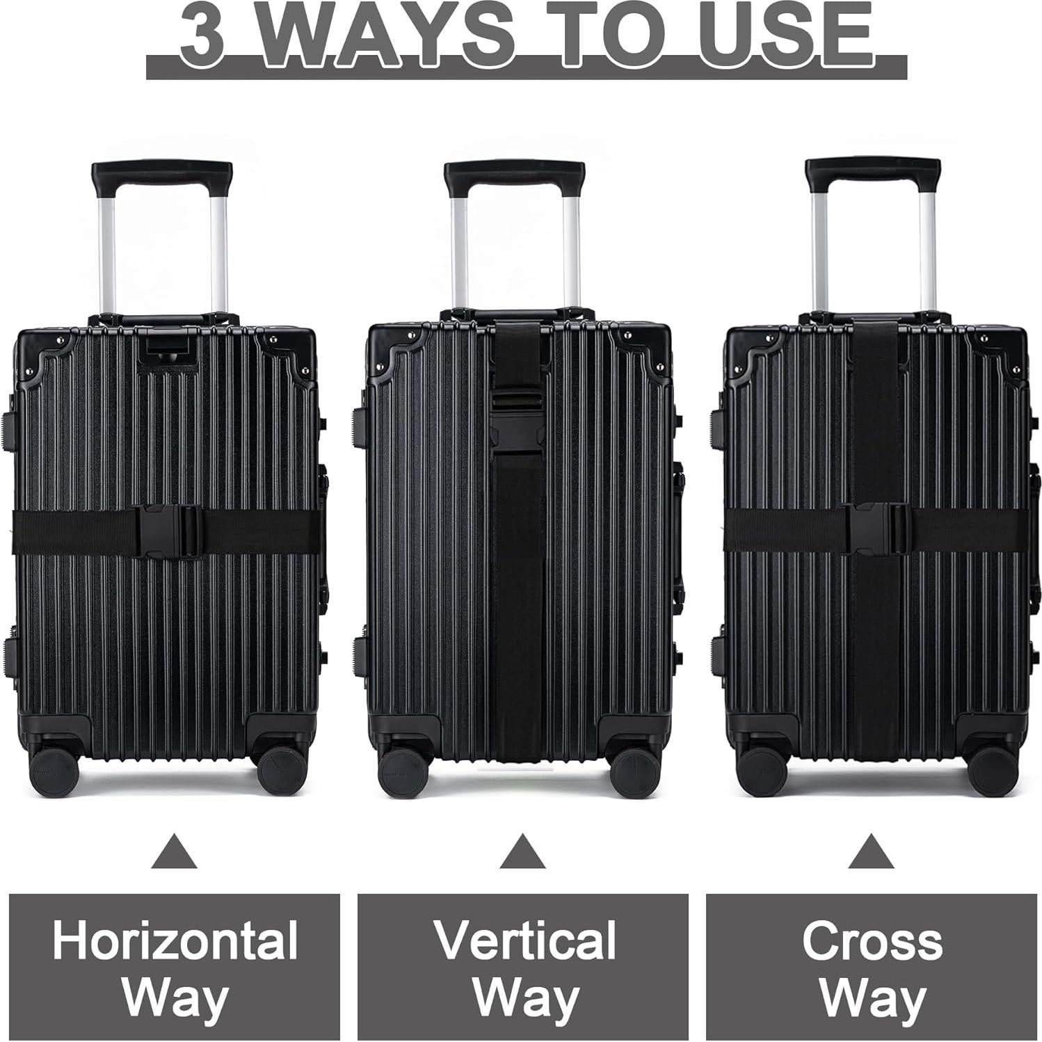 Correas para Equipaje Hoewina 4 Piezas 180 cm Nylon Negro