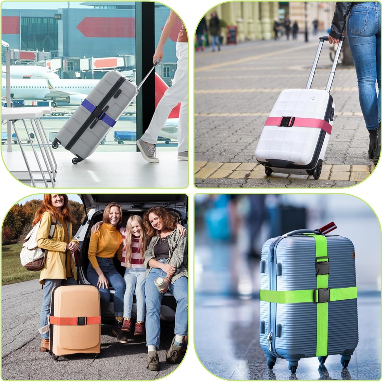 Correas para Equipaje Hoewina 4 Piezas 180 cm Nylon Negro