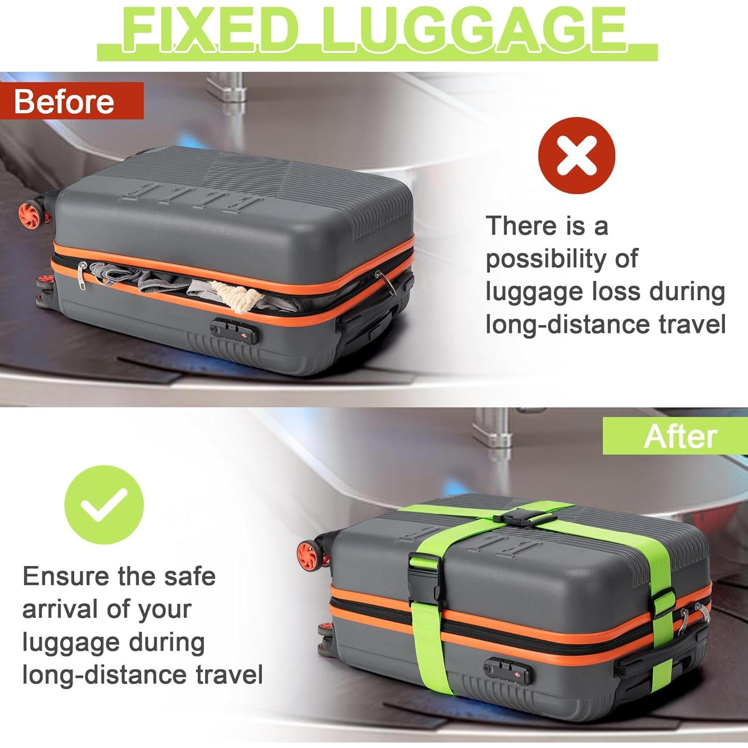 Correas para Equipaje Hoewina 4 Piezas 180 cm Nylon Negro