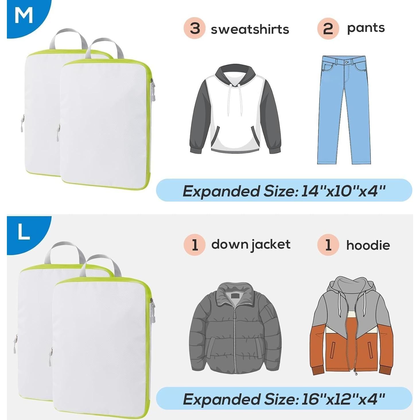 Cubos de Compresión OPLEBEPE Juego de 4 para Viajes 40x30cm