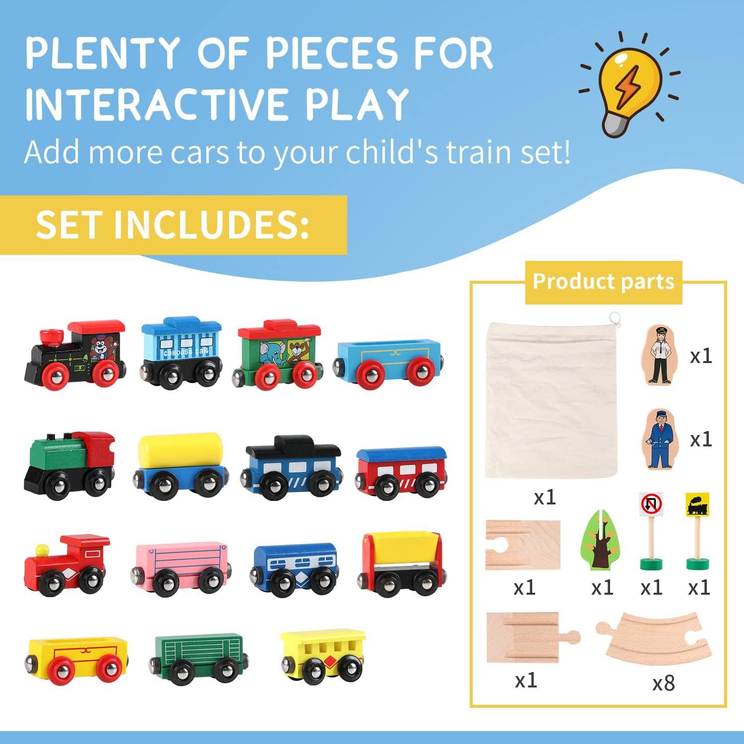 Set de Trenes de Madera Joqutoys 31 PCS con Vagones y Conectores