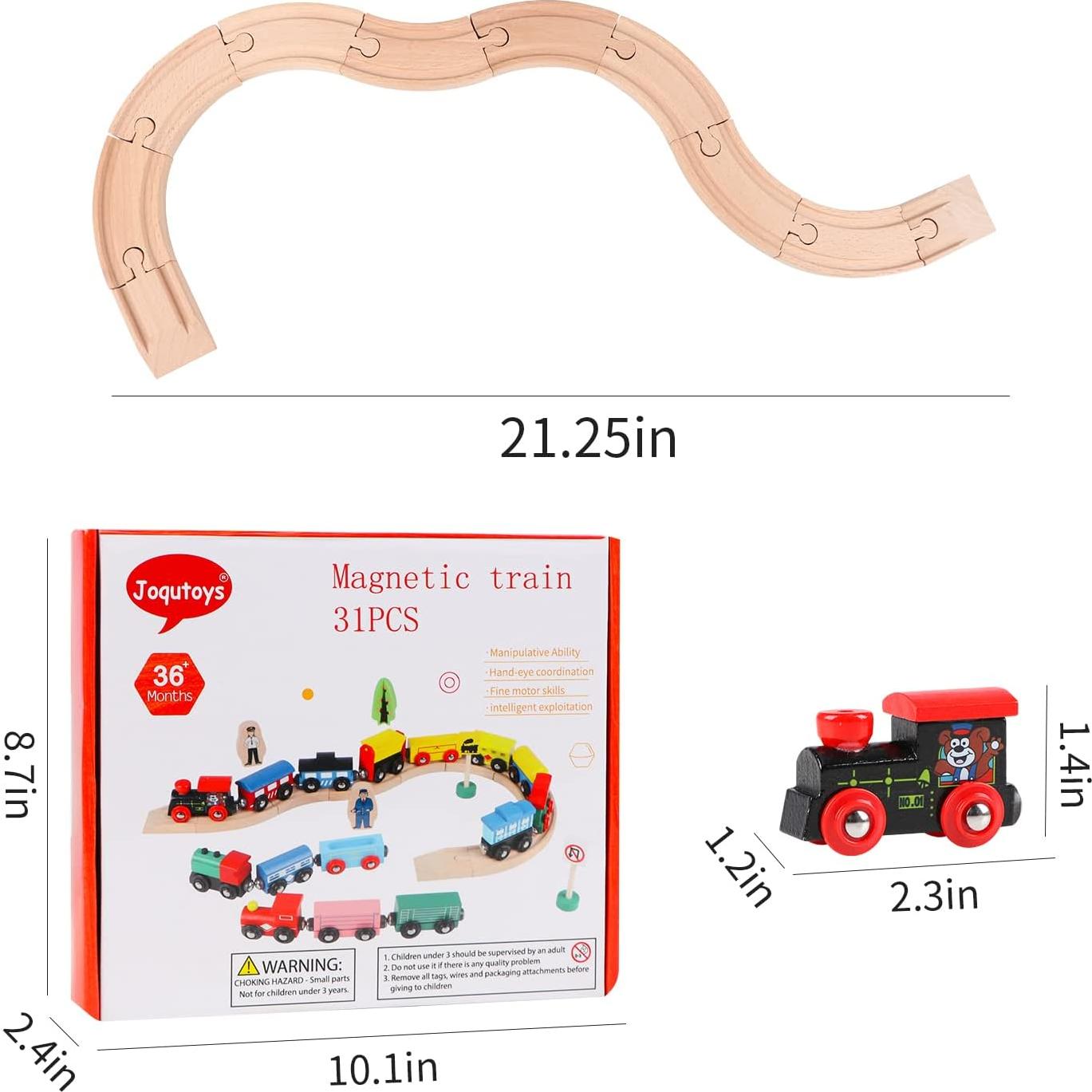 Set de Trenes de Madera Joqutoys 31 PCS con Vagones y Conectores
