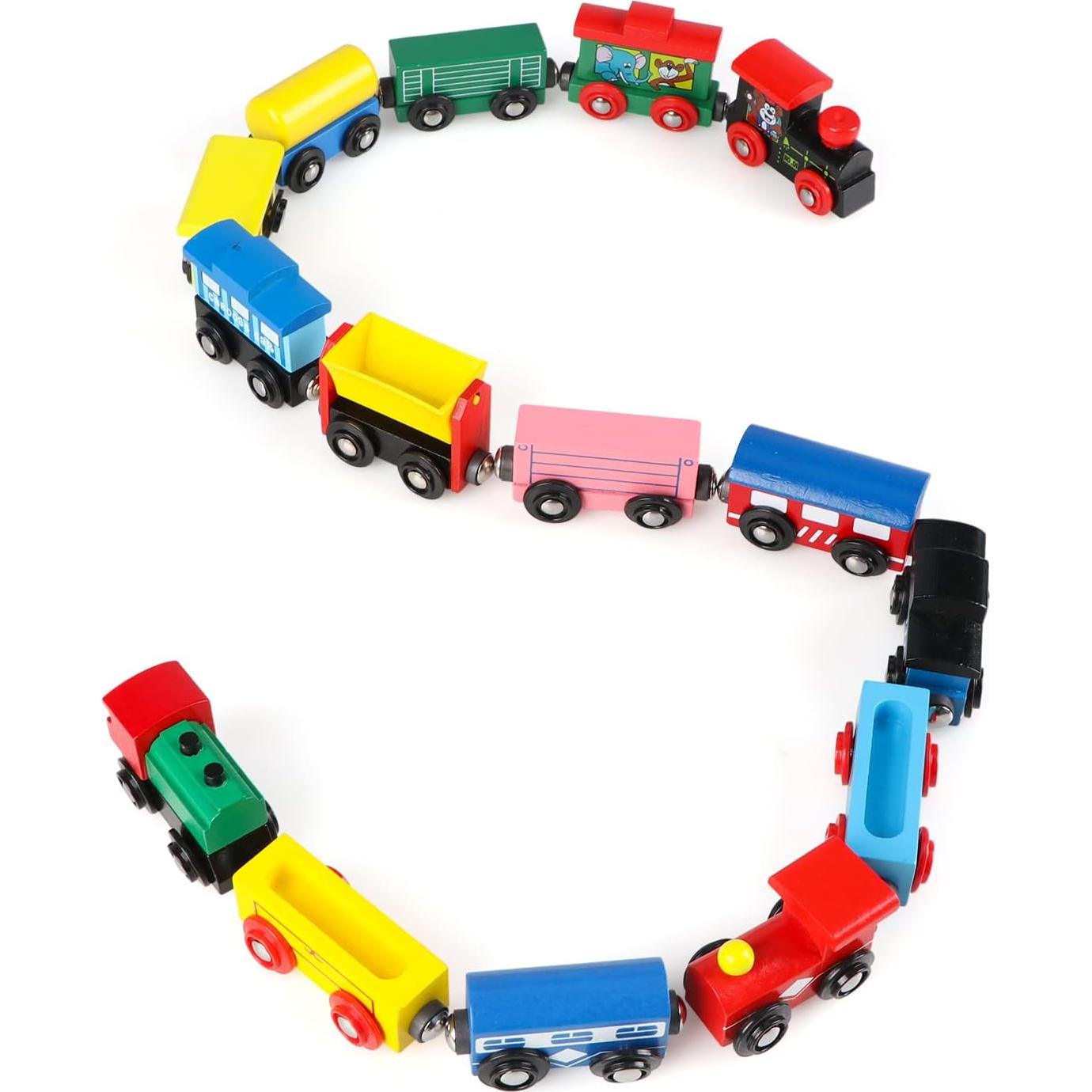 Set de Trenes de Madera Joqutoys 31 PCS con Vagones y Conectores