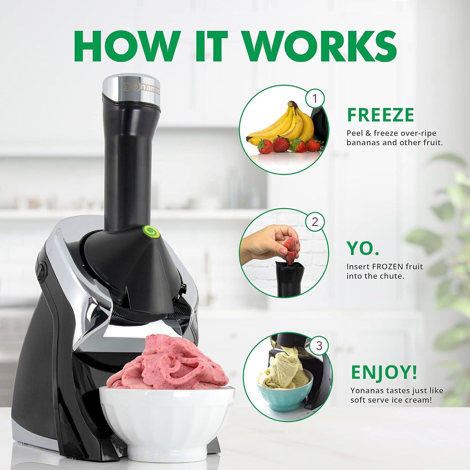 Máquina de Helado de Fruta Congelada Yonanas Deluxe Vegano 200W