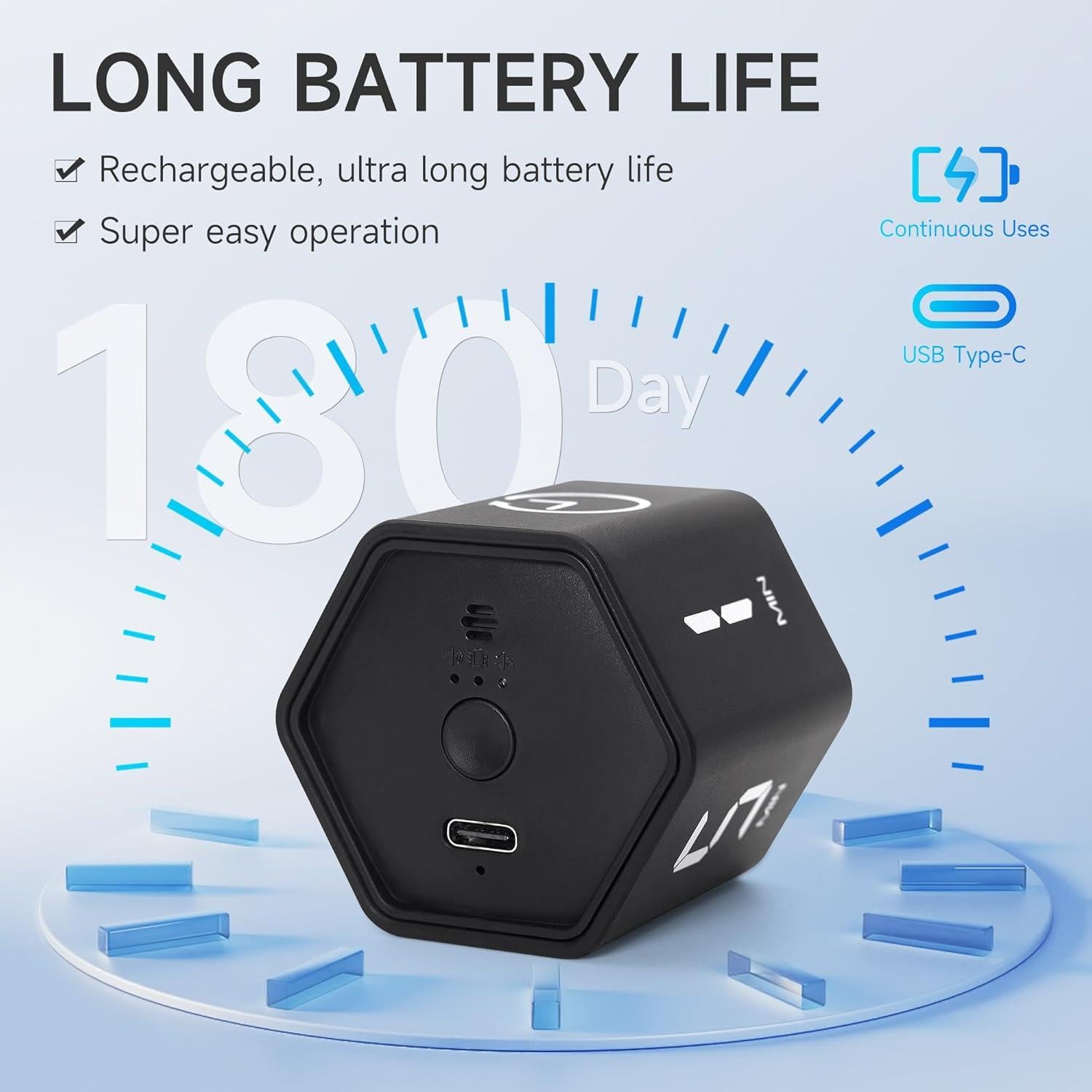 Temporizador Pomodoro Exlliy Cubo Negro 1-60 Minutos