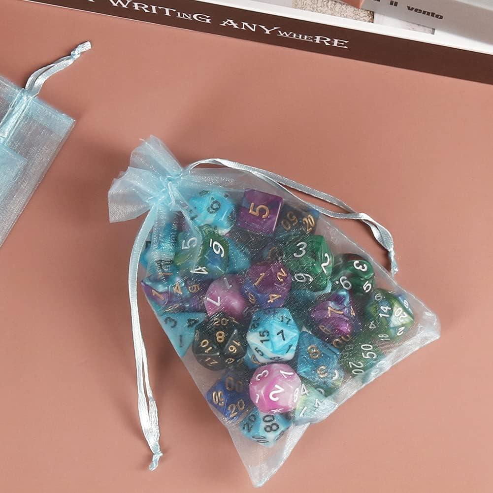Paquete de 100 Bolsas de Organza Azul Bebé 10x15 cm con Cierre