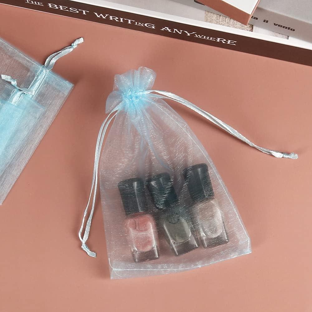 Paquete de 100 Bolsas de Organza Azul Bebé 10x15 cm con Cierre