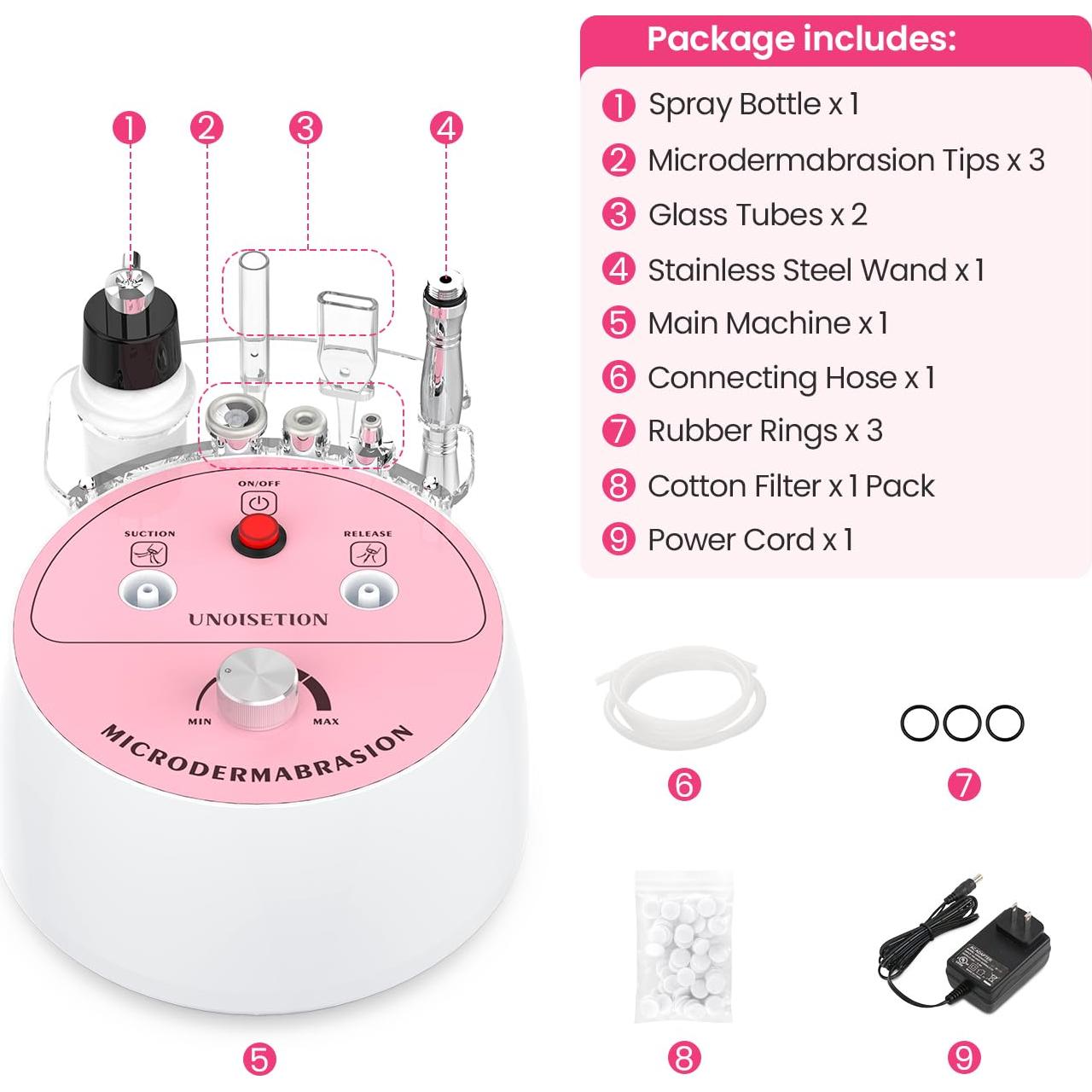 Máquina de Microdermoabrasión UNOISETION 3 en 1 Rosa