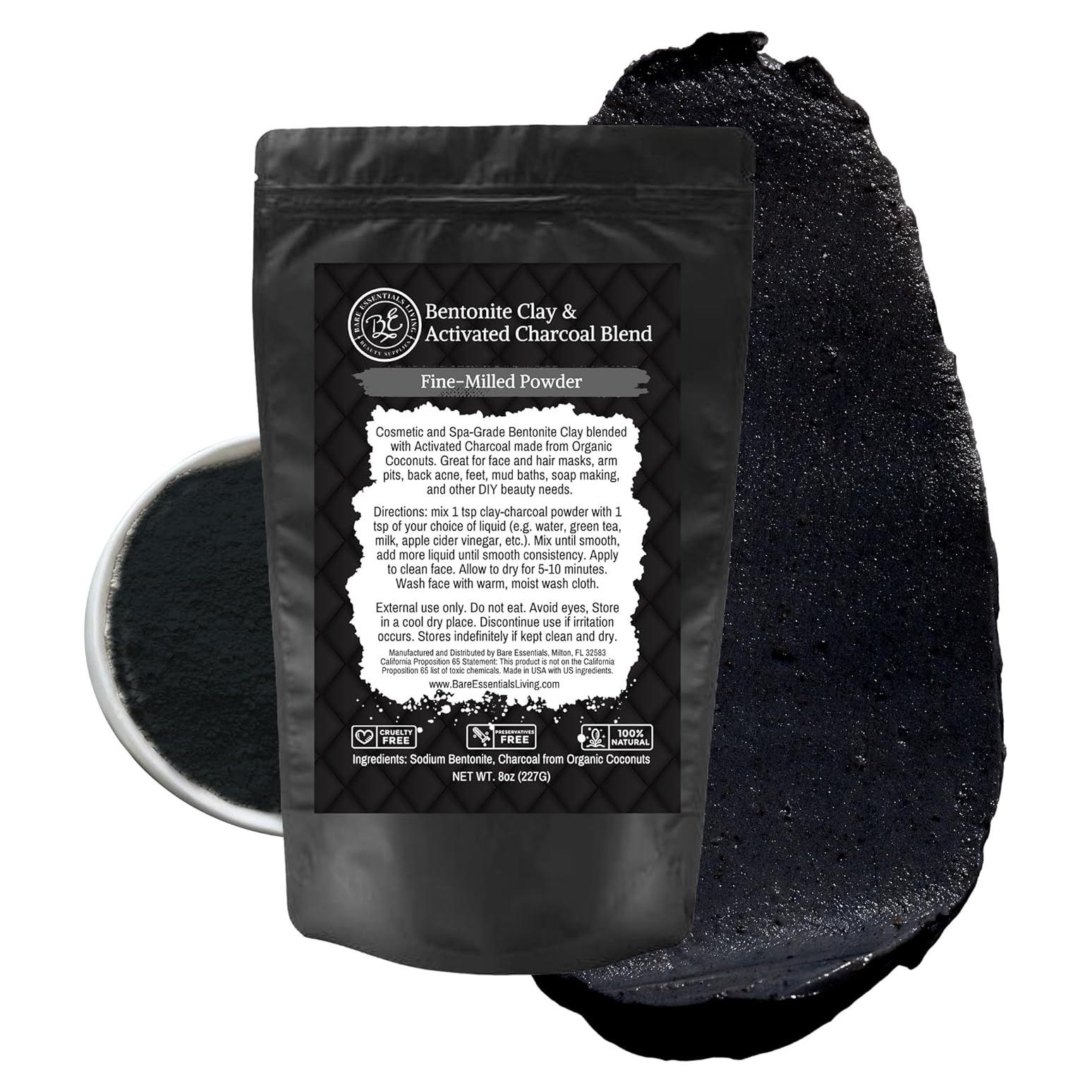 Polvo de Arcilla Bentonita y Carbón Activado Bare Essentials 227g