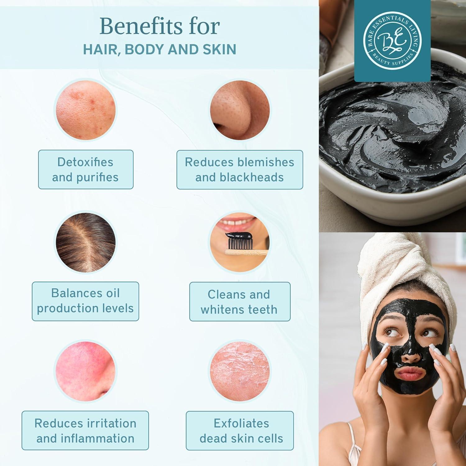 Polvo de Arcilla Bentonita y Carbón Activado Bare Essentials 227g