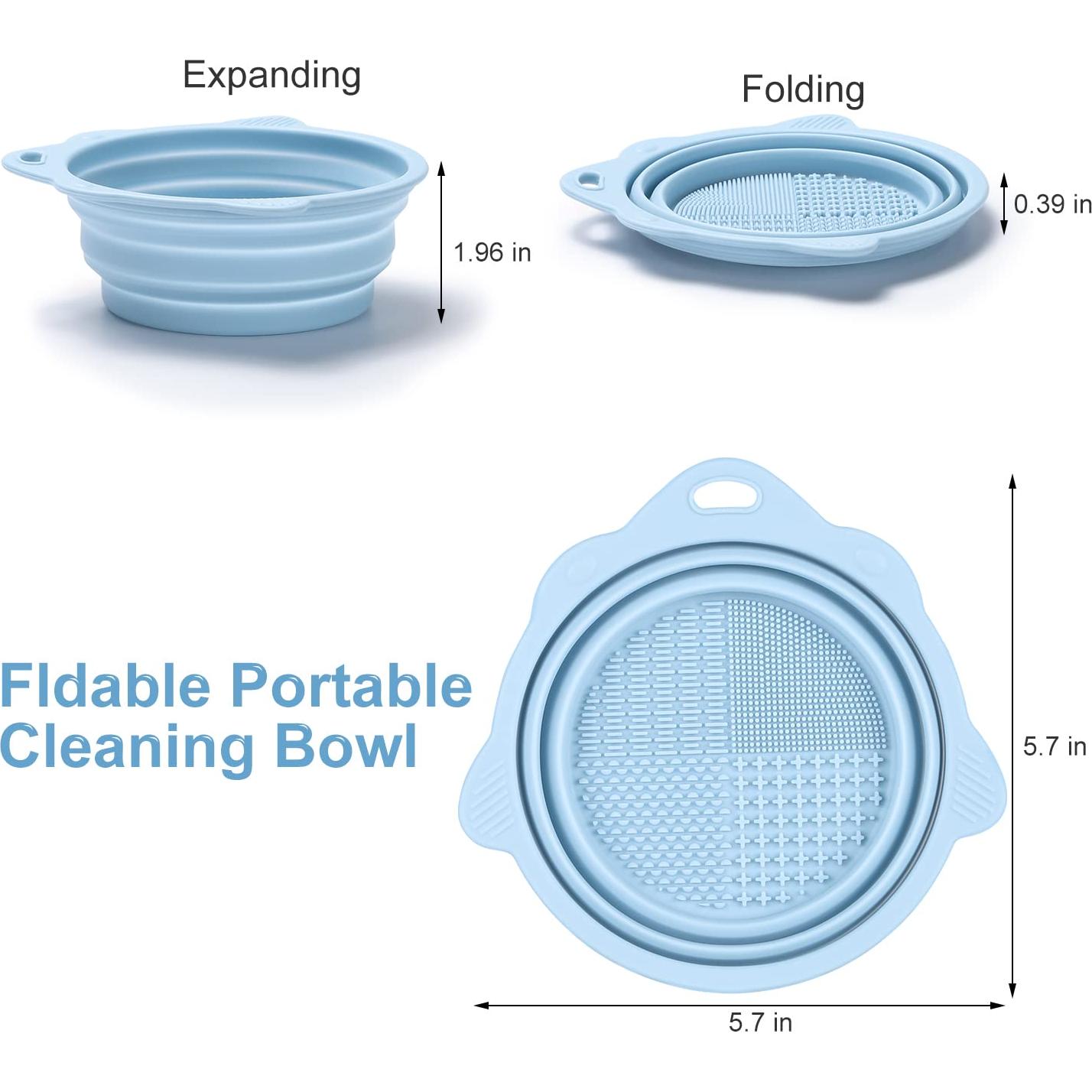 Tazón Limpiador de Brochas de Maquillaje Etercycle Plegable Azul