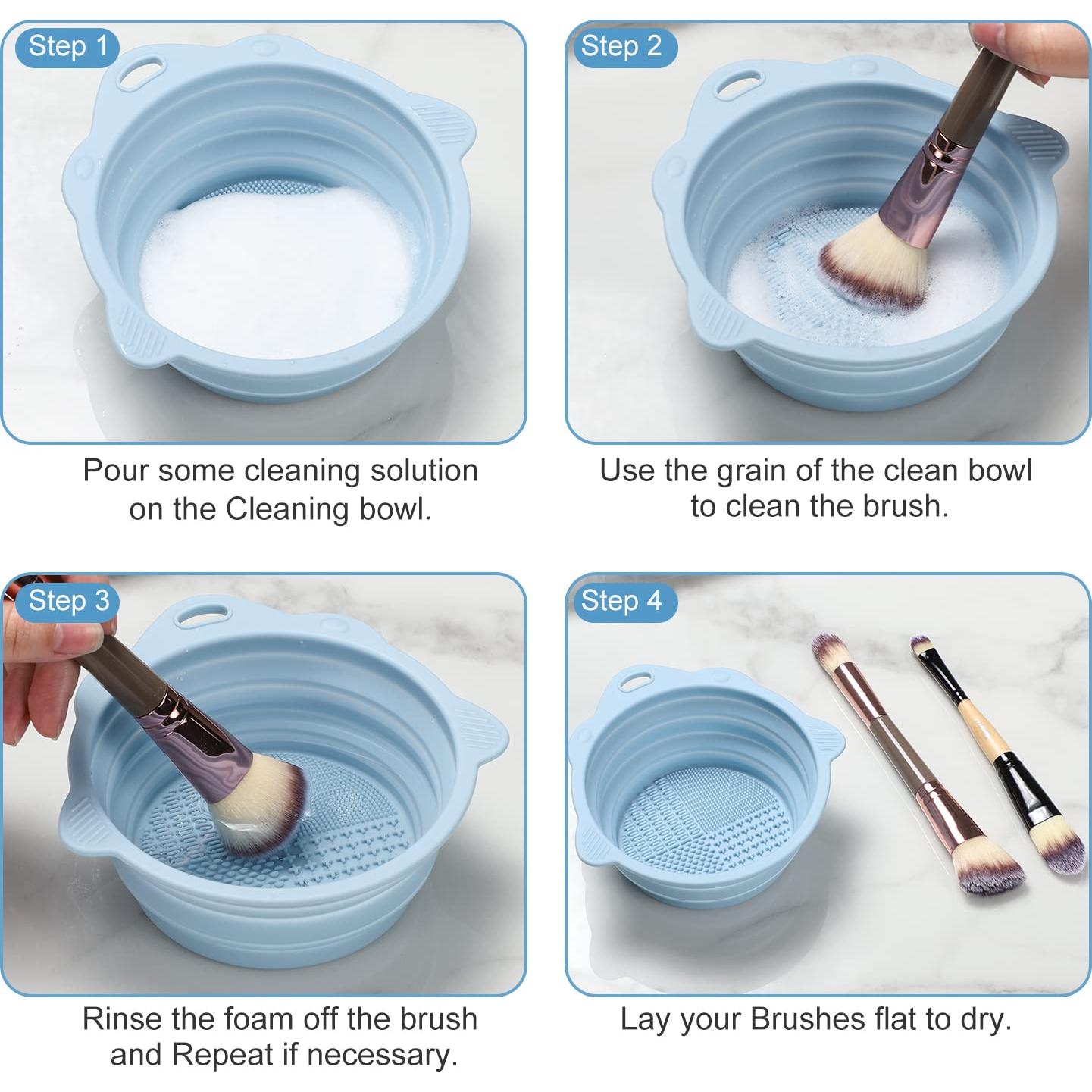 Tazón Limpiador de Brochas de Maquillaje Etercycle Plegable Azul