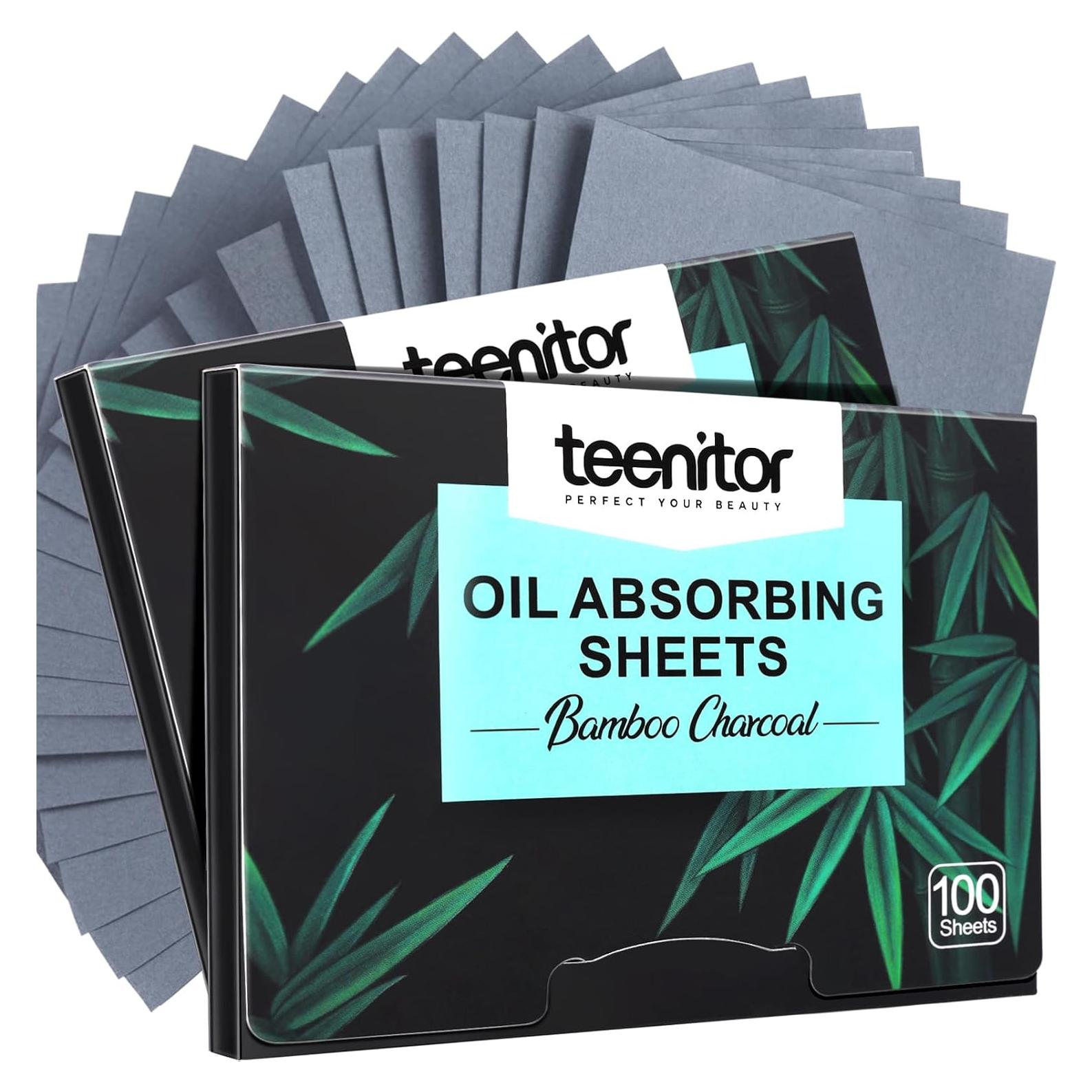 Hojas Absorbentes de Aceite Teenitor 200 Unidades Carbón de Bambú