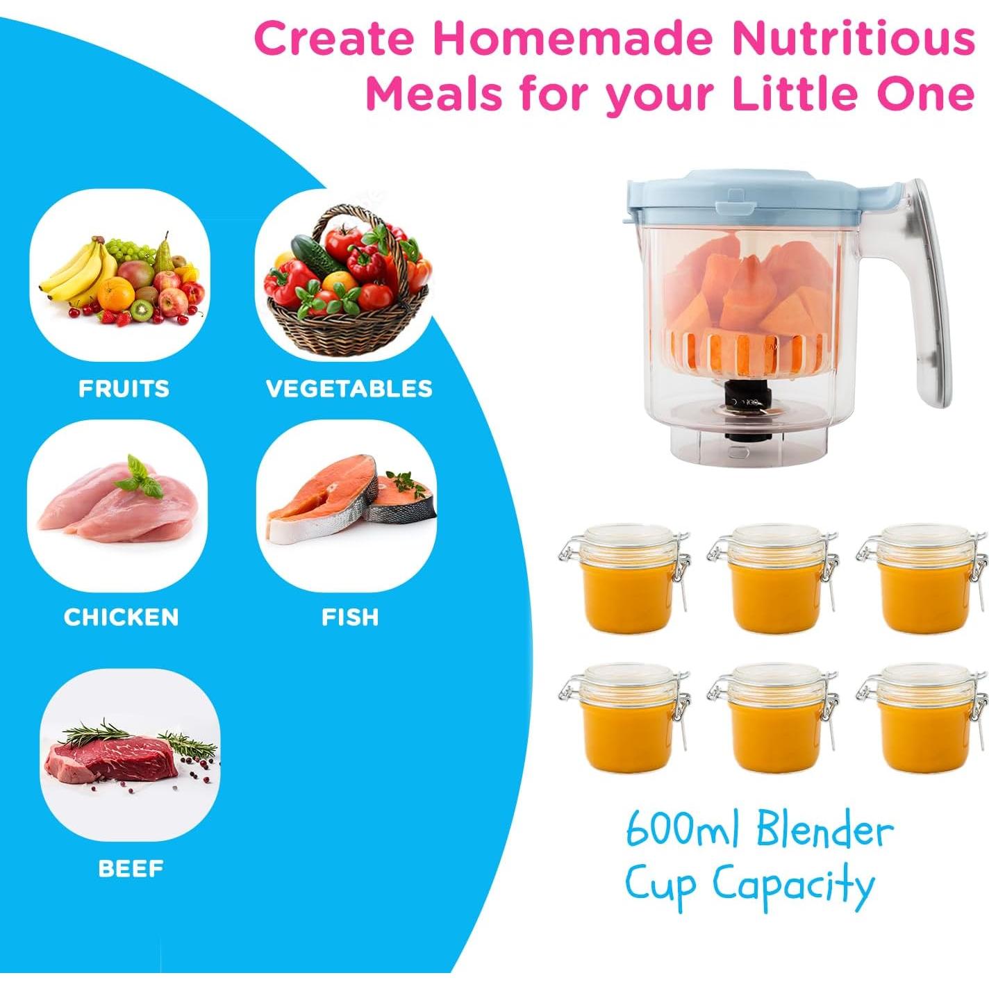 Procesador de Alimentos para Bebés EVLA'S, Licuadora y Vaporera