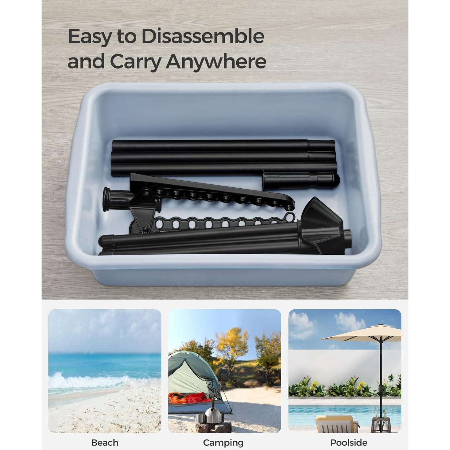 SONGMICS Clothes Drying Rack, 59-Inch Folding Laundry Drying Rack with 3 Rotatable Arms for Hangers, 4 Legs, Stainless Steel, for 27 Pieces of Clothes, Black ULLR510B01