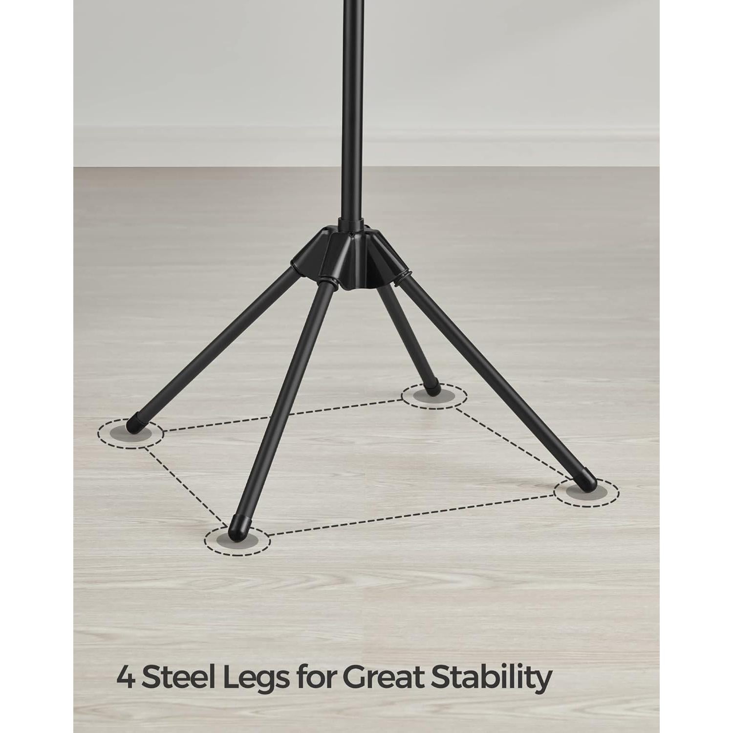 SONGMICS Clothes Drying Rack, 59-Inch Folding Laundry Drying Rack with 3 Rotatable Arms for Hangers, 4 Legs, Stainless Steel, for 27 Pieces of Clothes, Black ULLR510B01