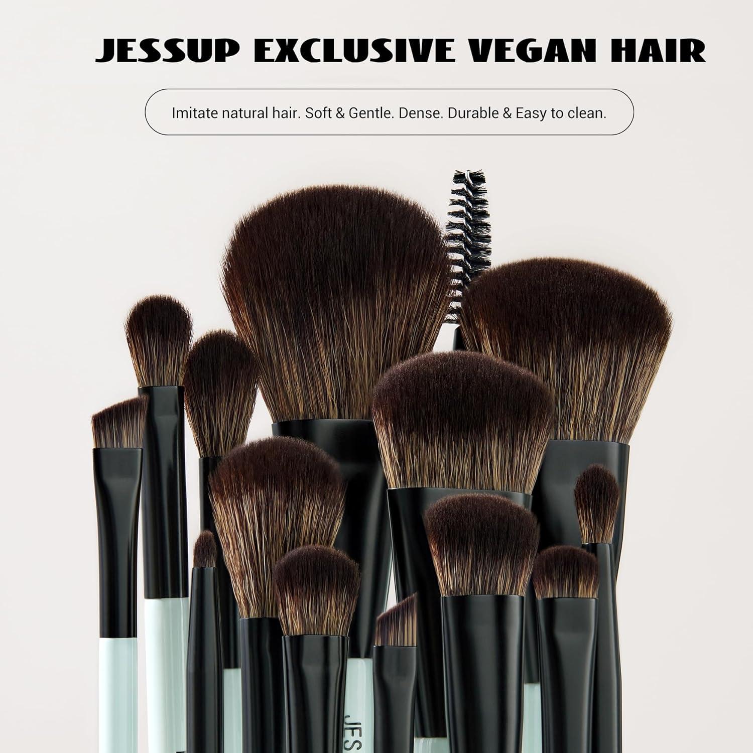 Juego de Brochas de Maquillaje Jessup 10 Piezas Doble Cara
