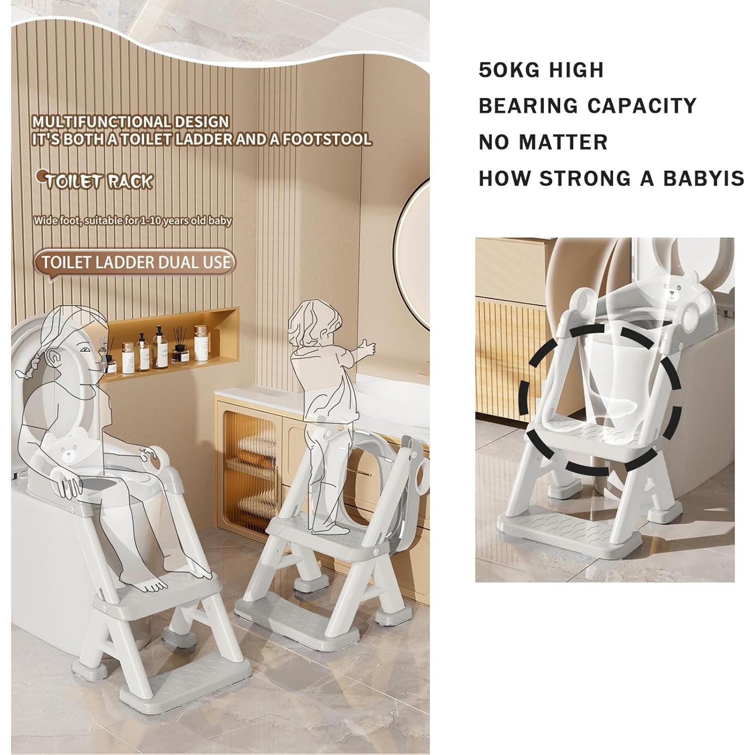 Asiento de Entrenamiento para el Baño PandaEar Gris Plegable