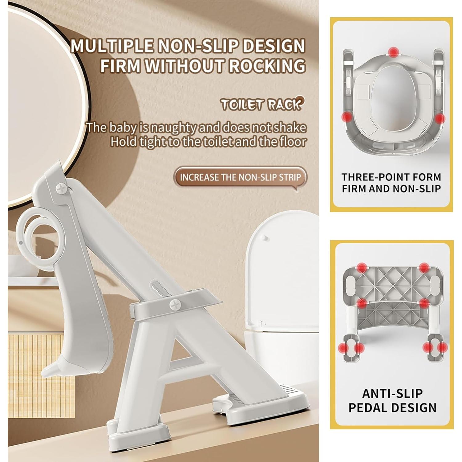 Asiento de Entrenamiento para el Baño PandaEar Gris Plegable