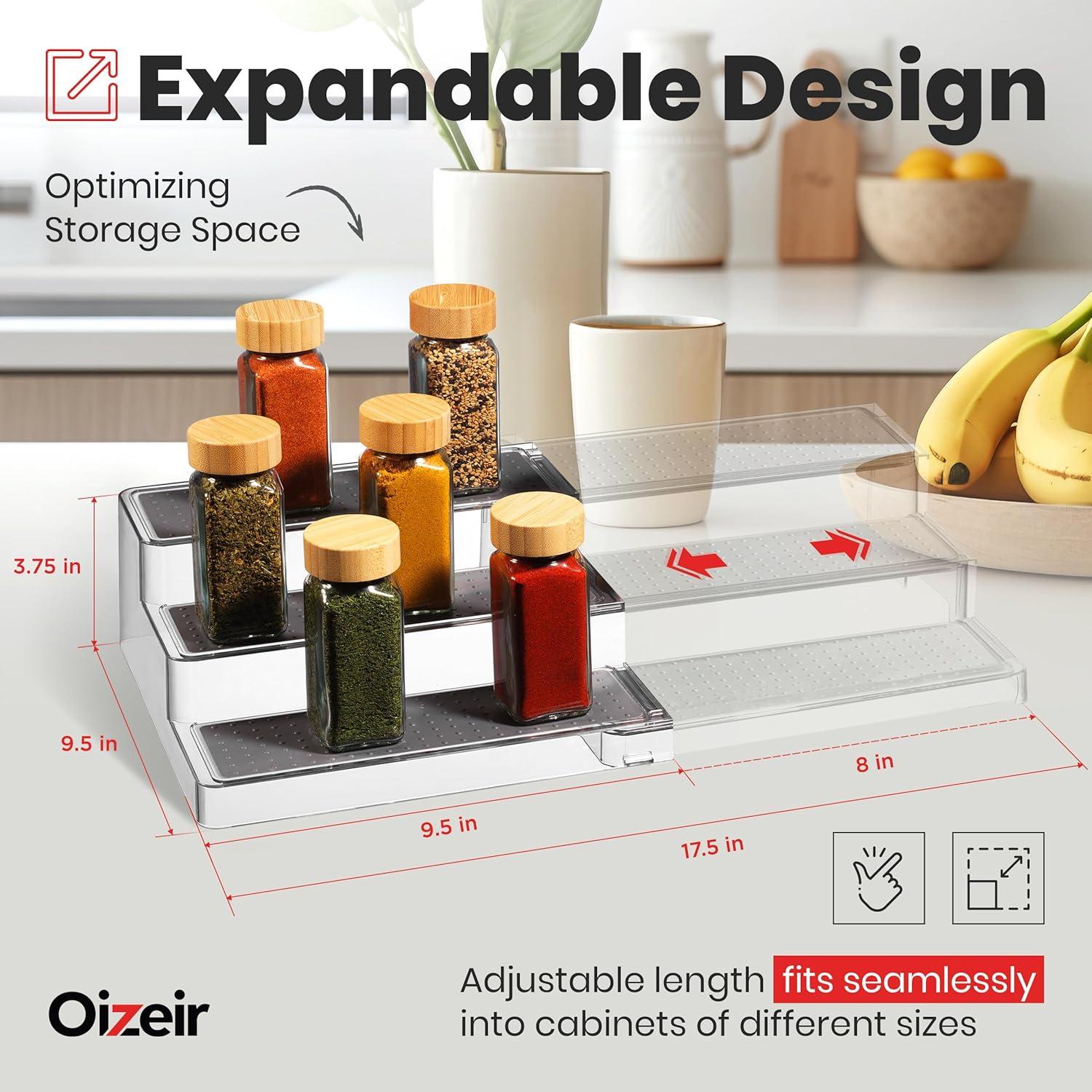 Organizador de Especias Oizeir Expandible 3 Niveles Claro 2-Pack