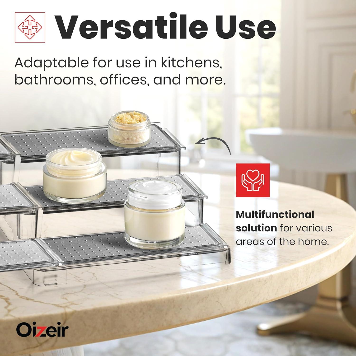 Organizador de Especias Oizeir Expandible 3 Niveles Claro 2-Pack