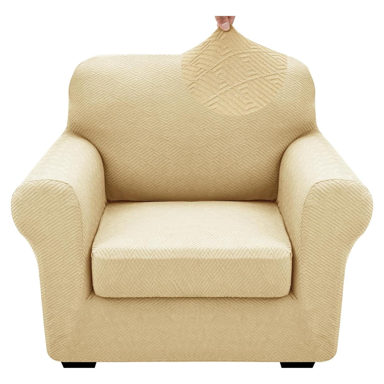 Funda de Silla XINEAGE 2 Piezas Antideslizante Beige 31-46"