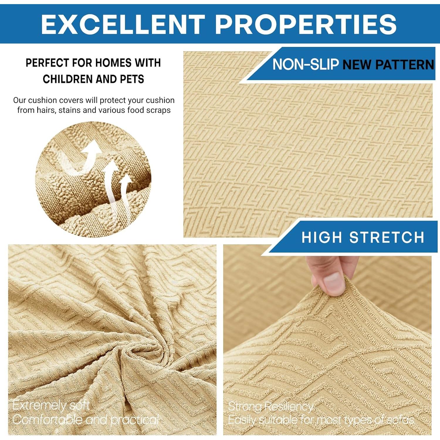 Funda de Silla XINEAGE 2 Piezas Antideslizante Beige 31-46"