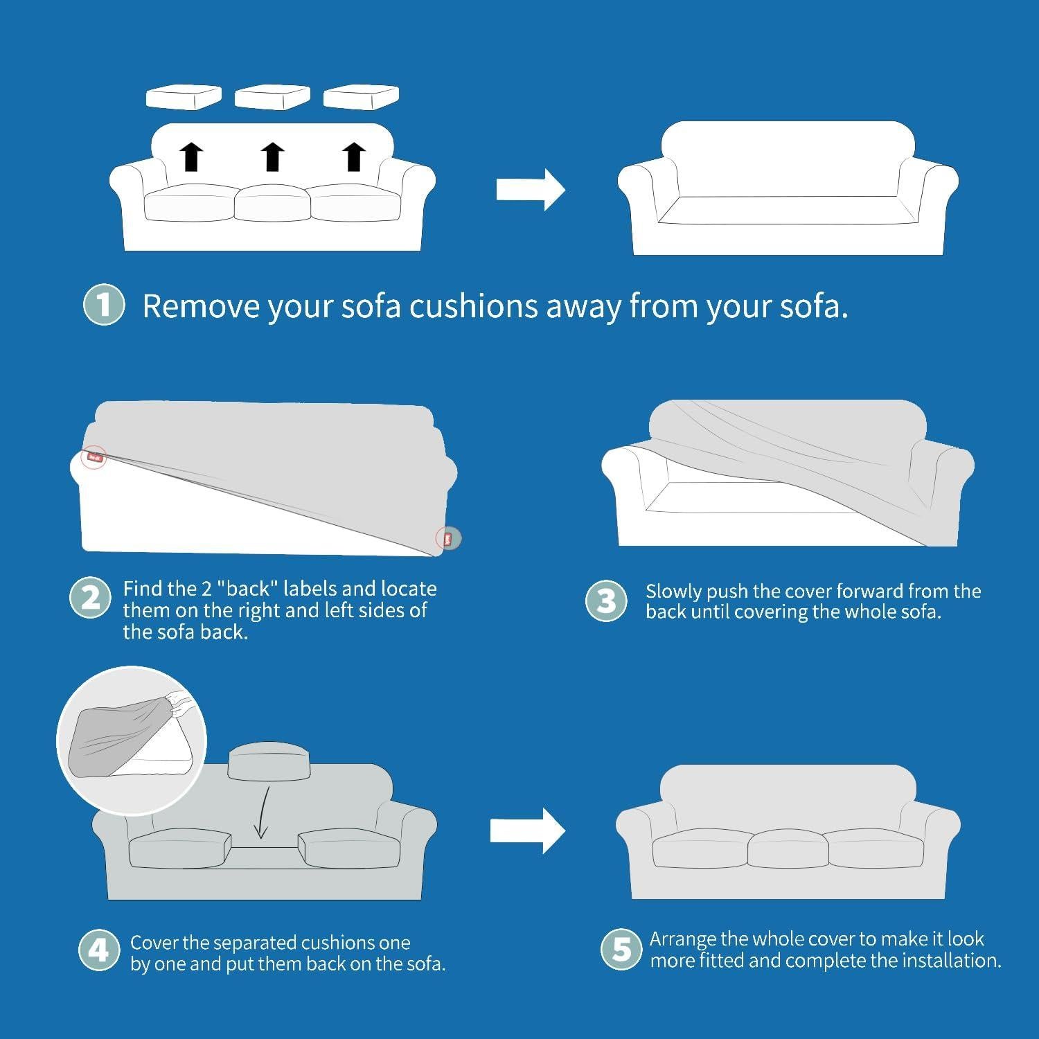 Funda de Silla XINEAGE 2 Piezas Antideslizante Beige 31-46"