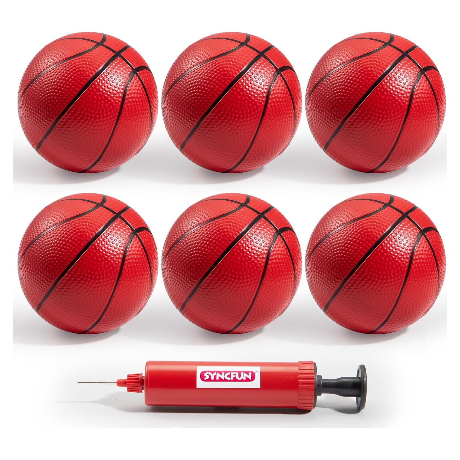 SYNCFUN Set de Baloncesto Mini 6 Pelotas y Bomba 12,7 cm