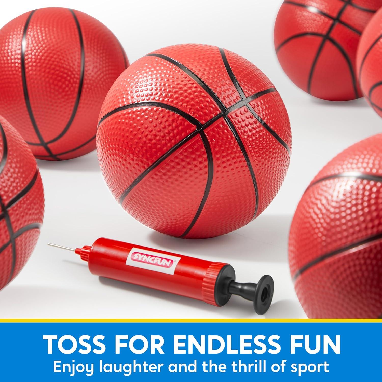 SYNCFUN Set de Baloncesto Mini 6 Pelotas y Bomba 12,7 cm