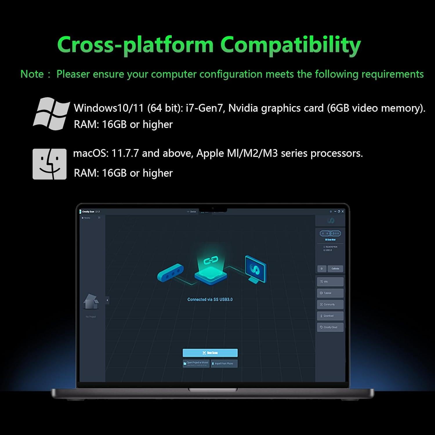 Escáner 3D Creality CR-Scan Raptor 0.02mm Precisión Luz Azul