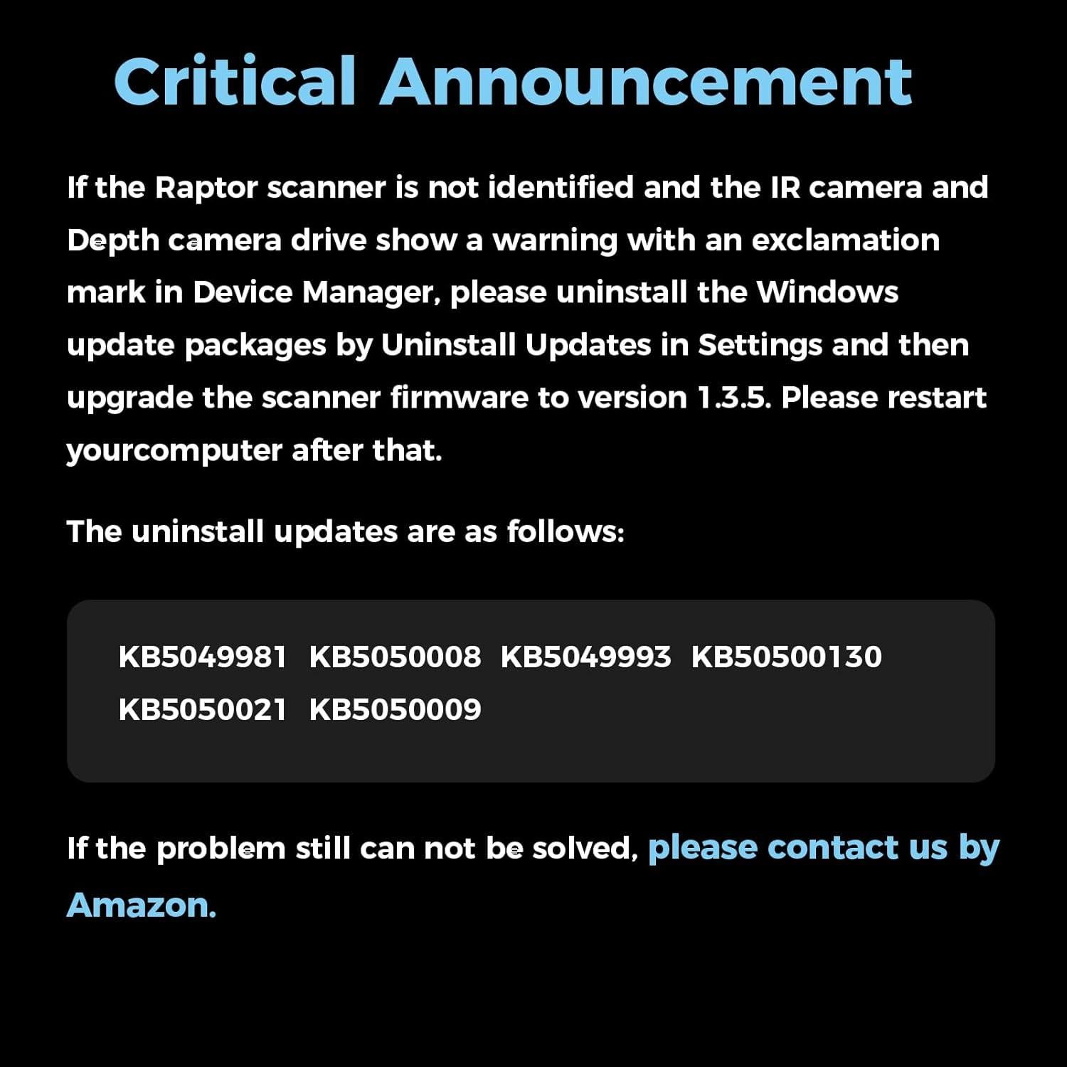 Escáner 3D Creality CR-Scan Raptor 0.02mm Precisión Luz Azul