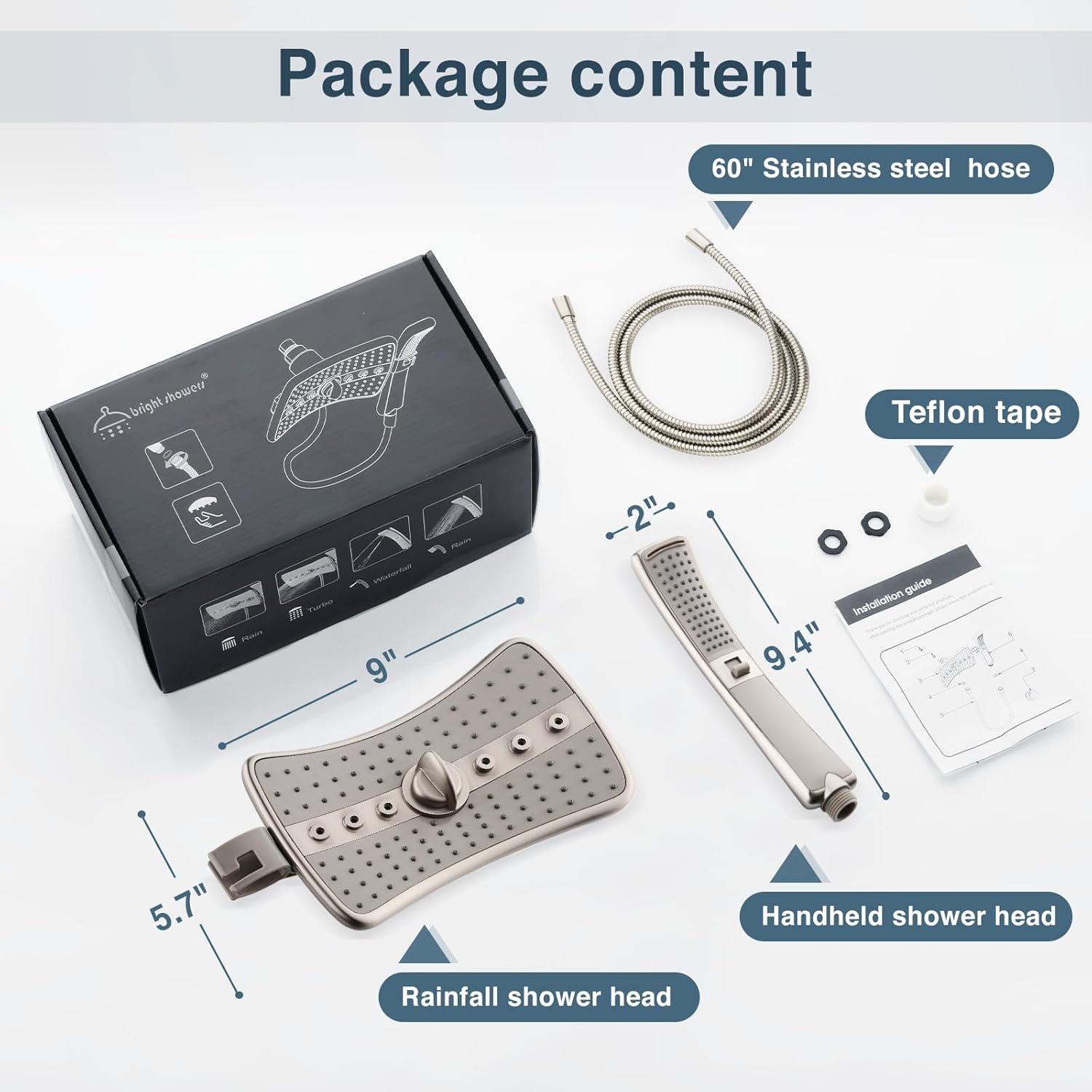 Combo Ducha de Niquel Cepillado DUCHAS BRILLANTES 1.52m