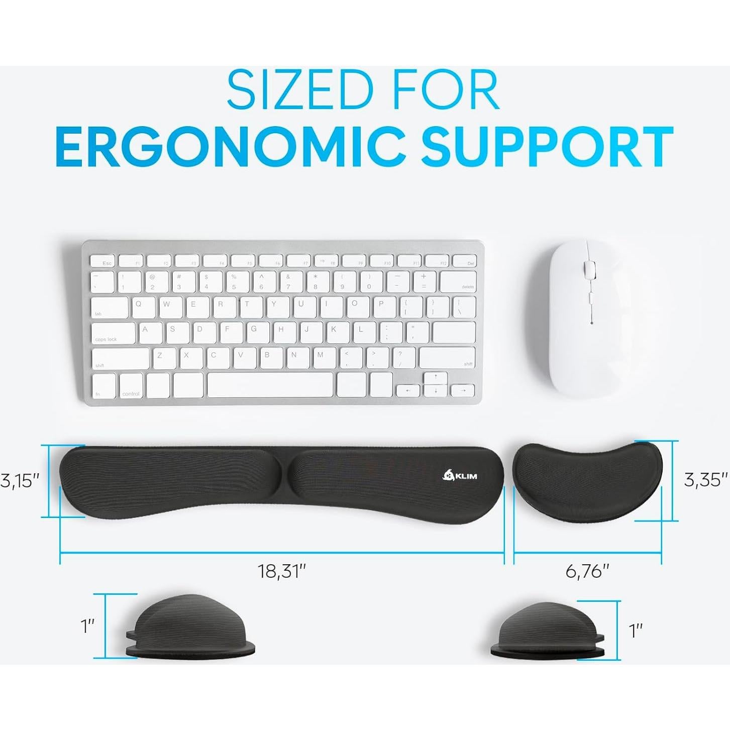 Reposamuñecas ergonómico KLIM para teclado y mouse - Espuma viscoelástica