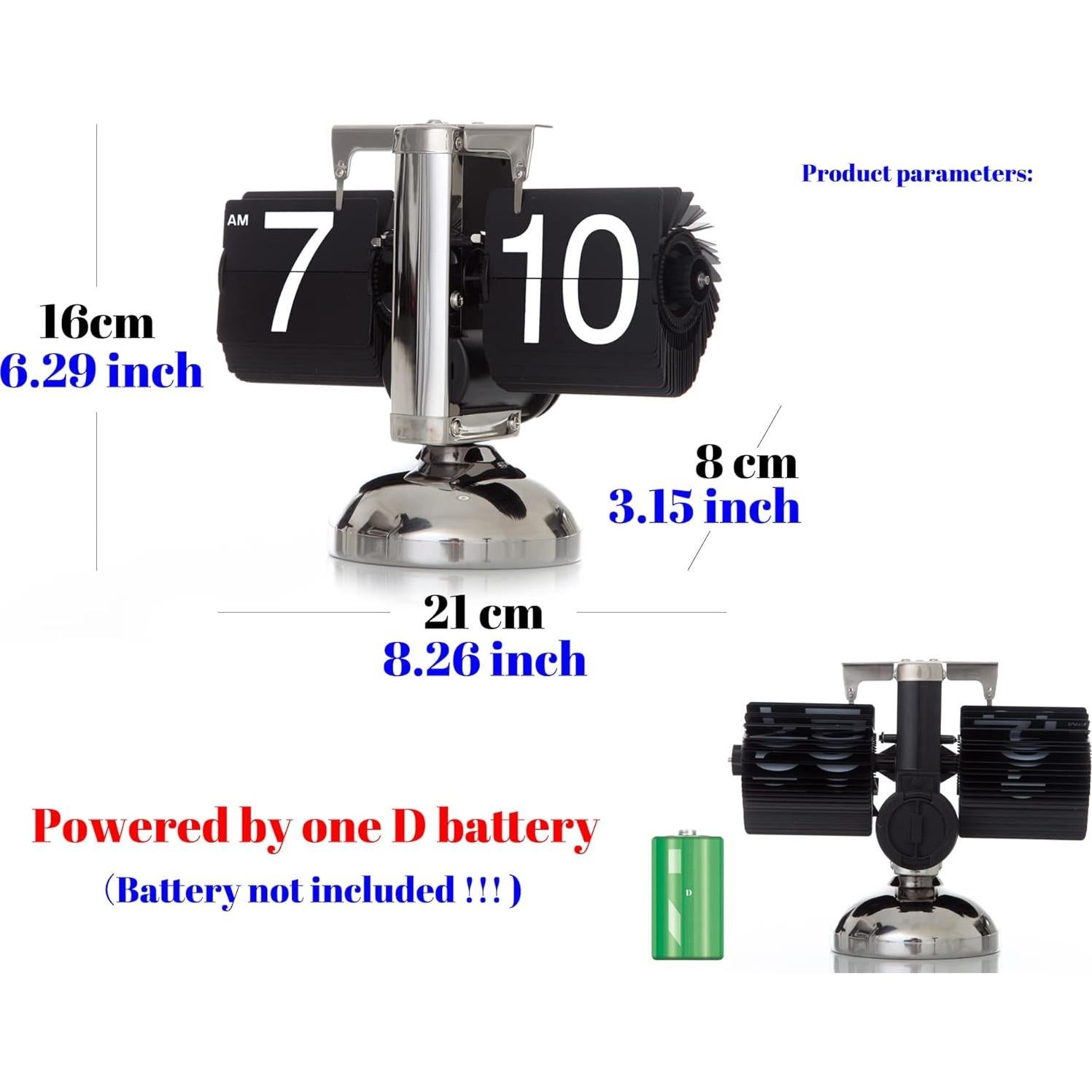 Reloj de Pared Digital Retro Wkevnu 21x16cm Negro