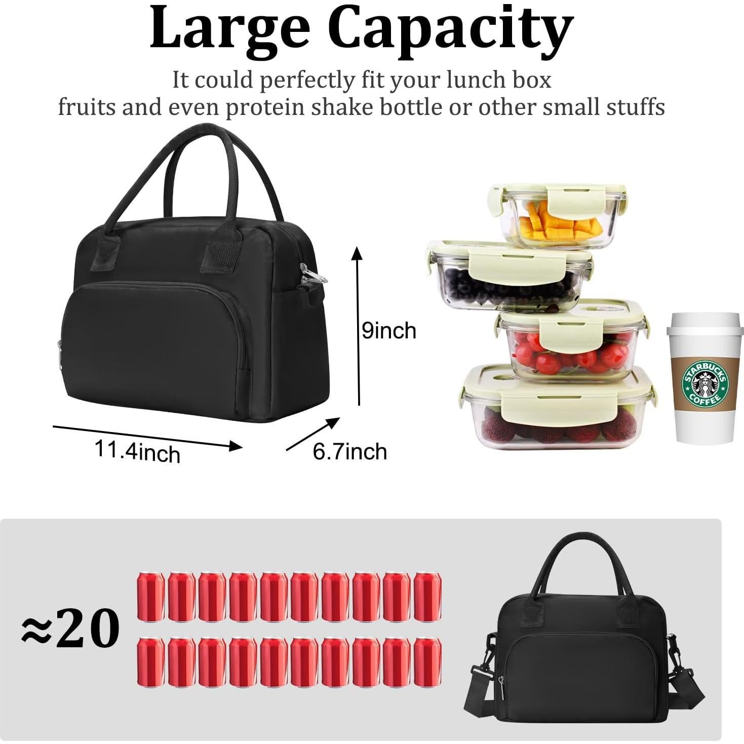 Bolsa de Almuerzo Aislada MEXS Grande Negra 11200 cm³