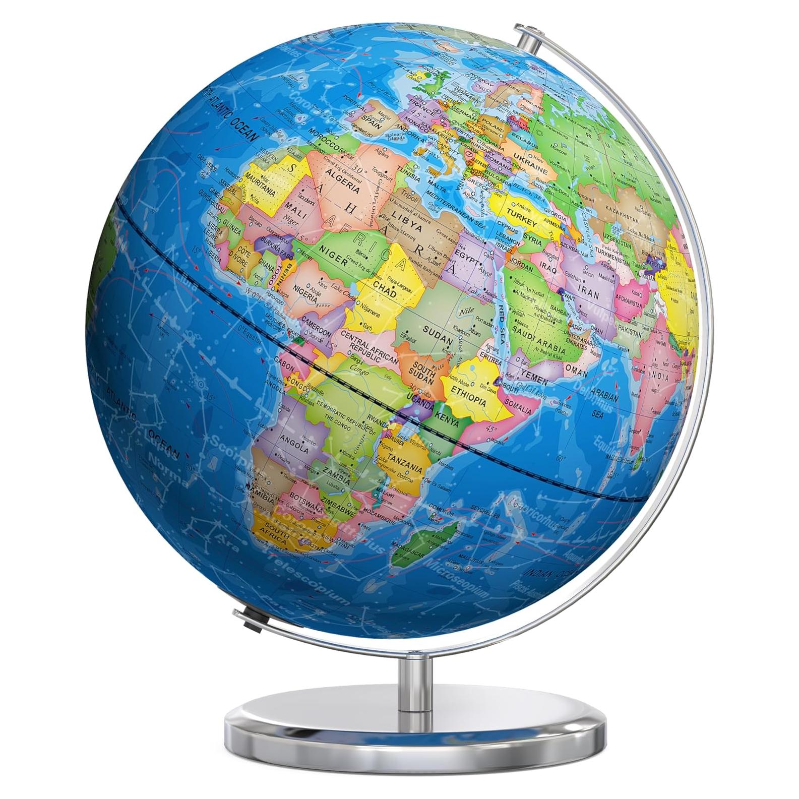 Globo Terráqueo Educativo Orionstar 33cm con Luz LED