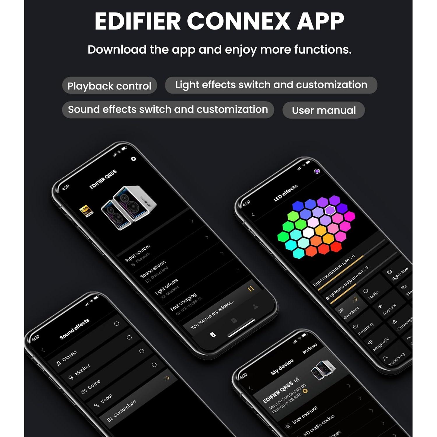 Altavoces Activos Edifier QR65 Bluetooth 70W con Luz - Negro