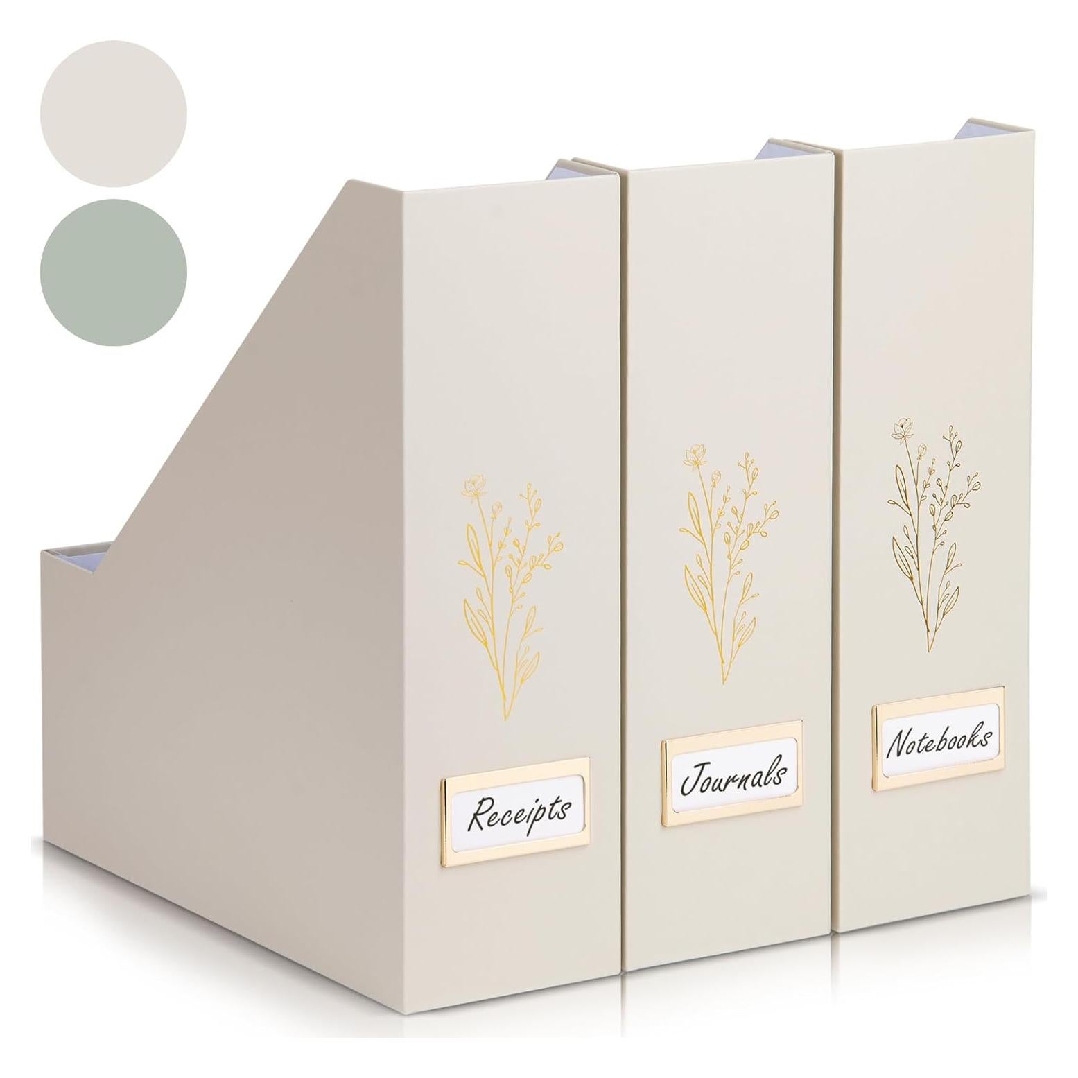 Juego de 3 Soportes para Revistas ZICOTO Beige Plegables 30x26.6cm