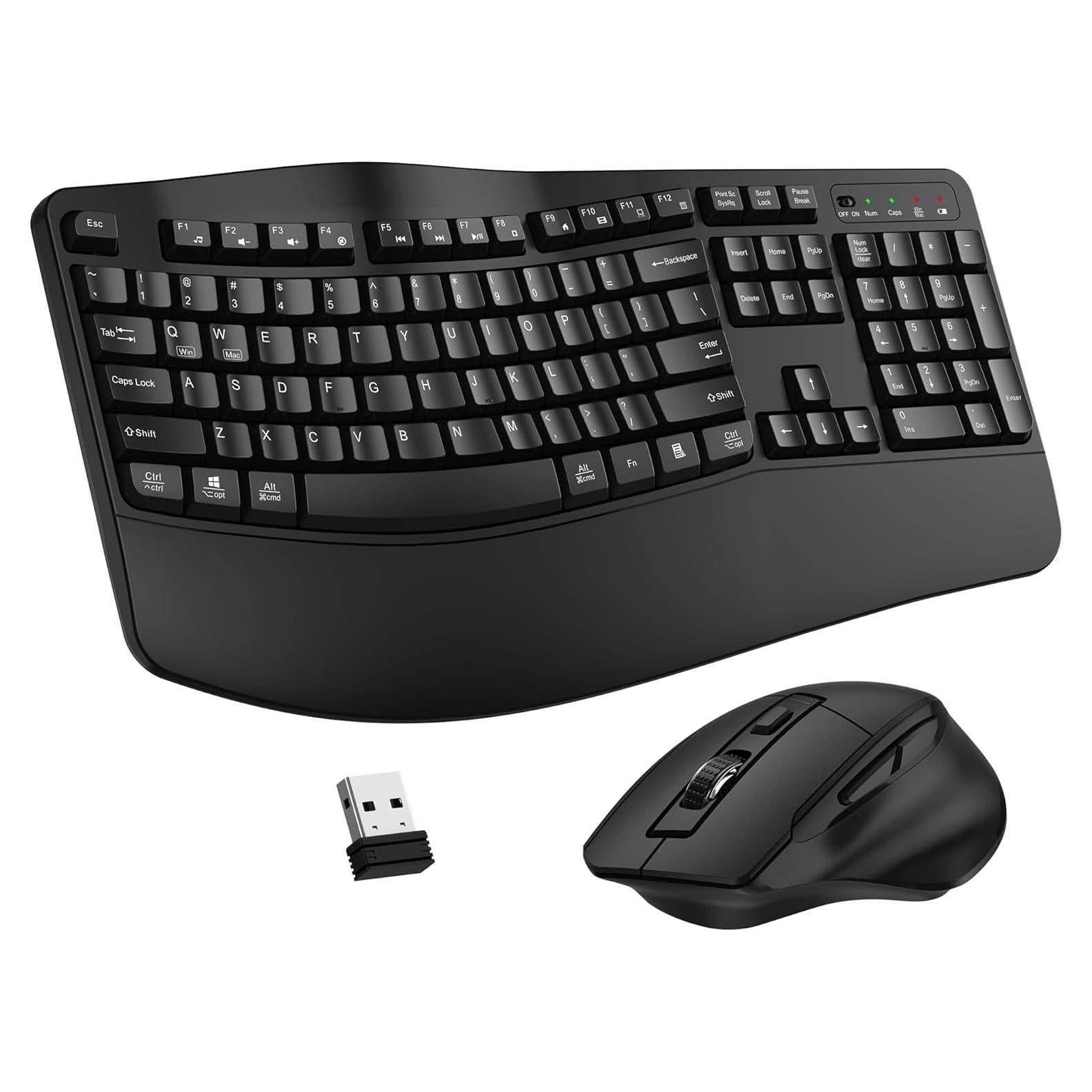 Combo Teclado y Ratón Inalámbrico ULSOU Ergonómico Negro