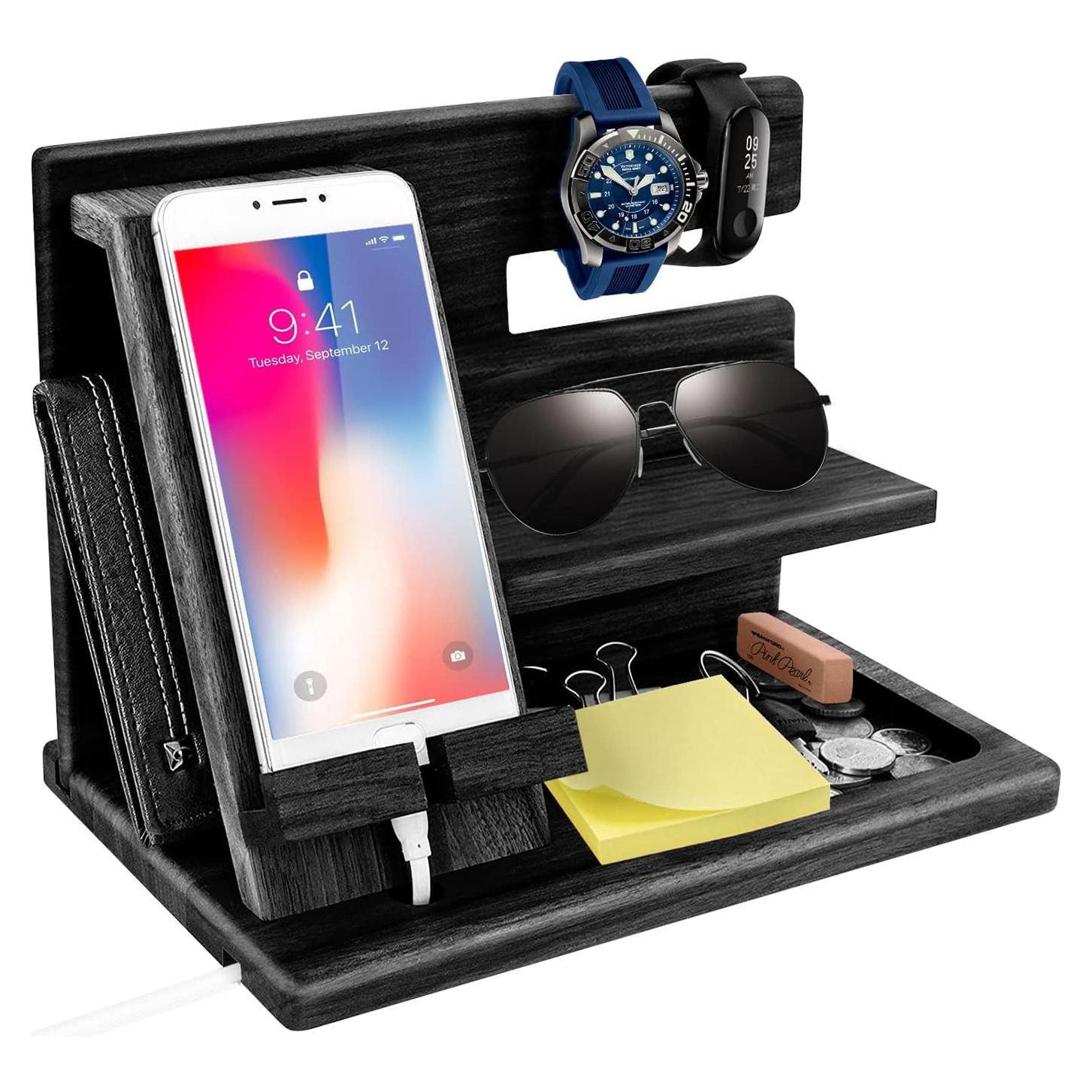 Organizador de Escritorio de Madera 1STKER para Hombres - Carga y Almacenaje