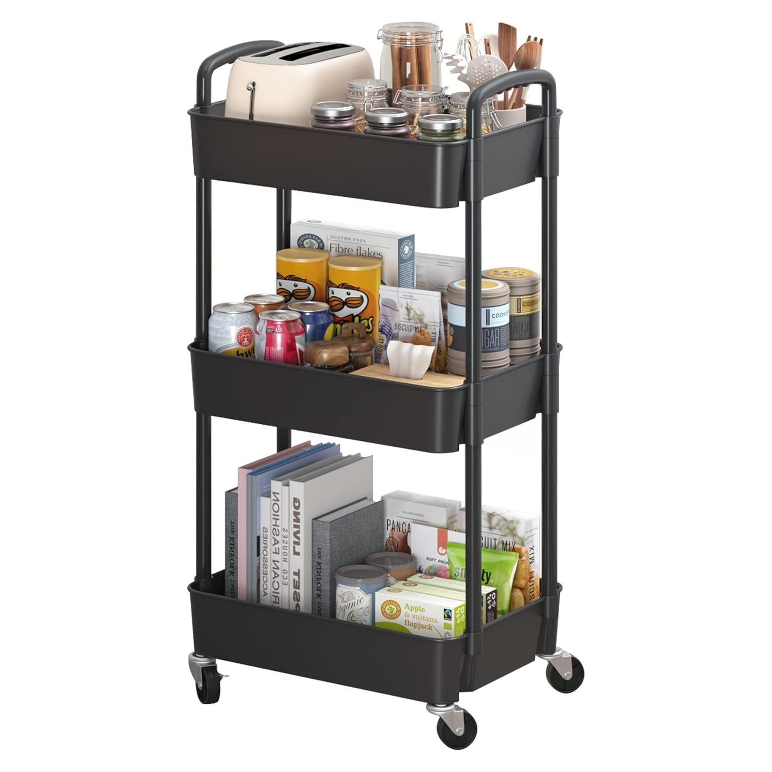 Carro de Utilidad Rodante Sywhitta 3 Niveles Negro