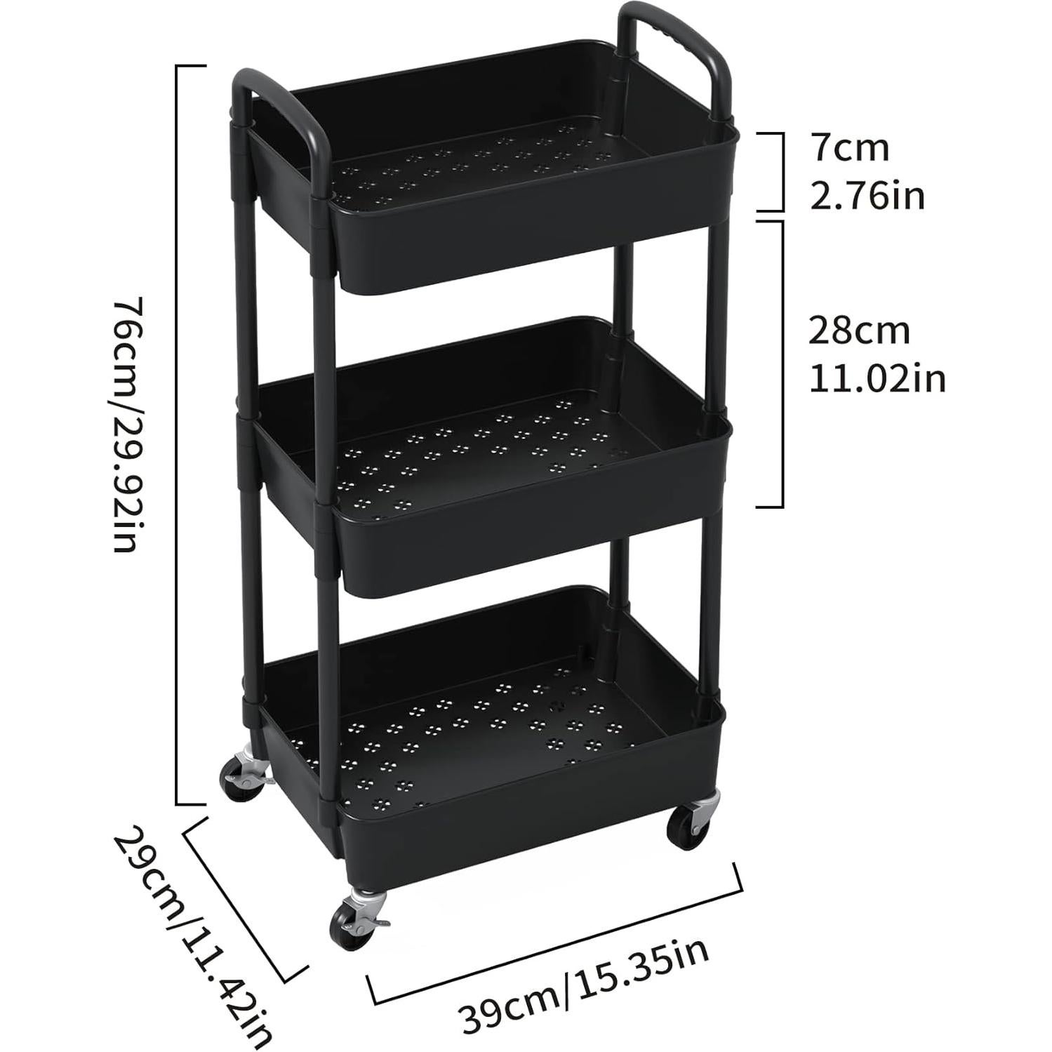 Carro de Utilidad Rodante Sywhitta 3 Niveles Negro