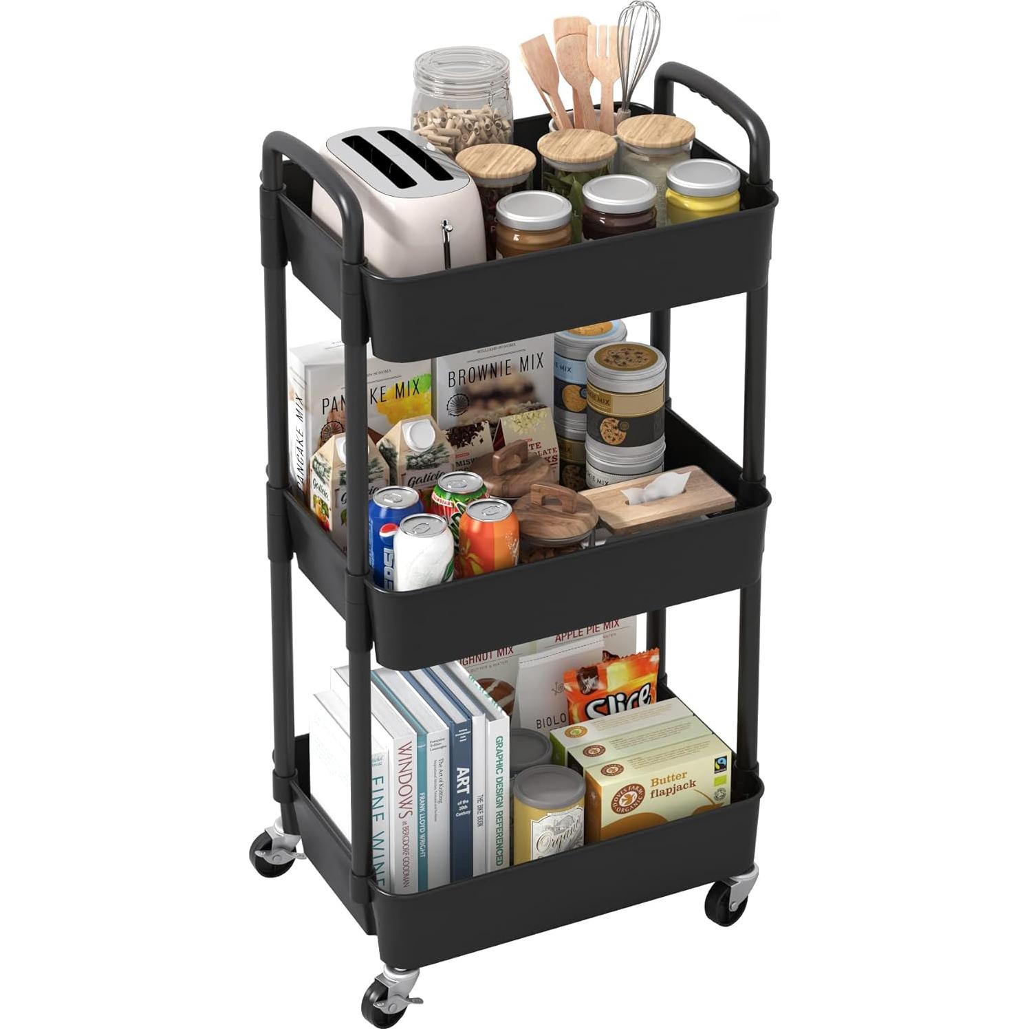 Carro de Utilidad Rodante Sywhitta 3 Niveles Negro