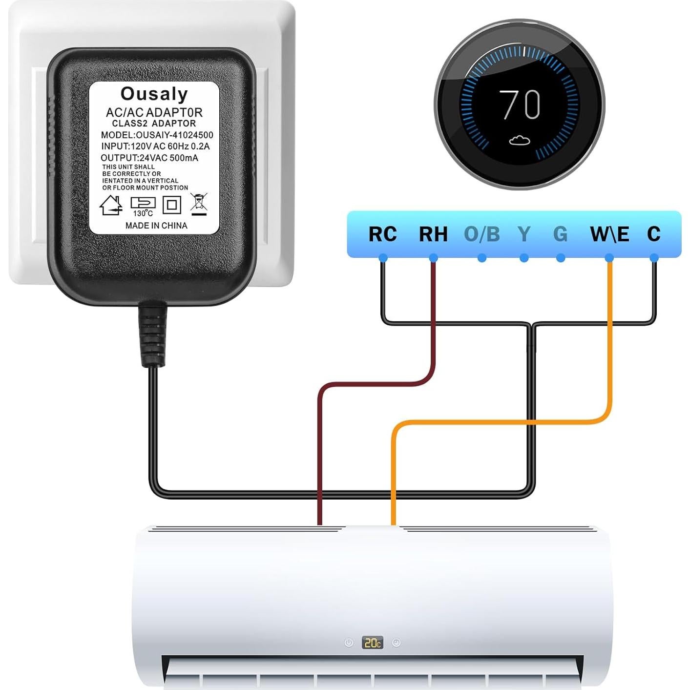Adaptador de Corriente 24V Ousaly para Timbres y Termostatos