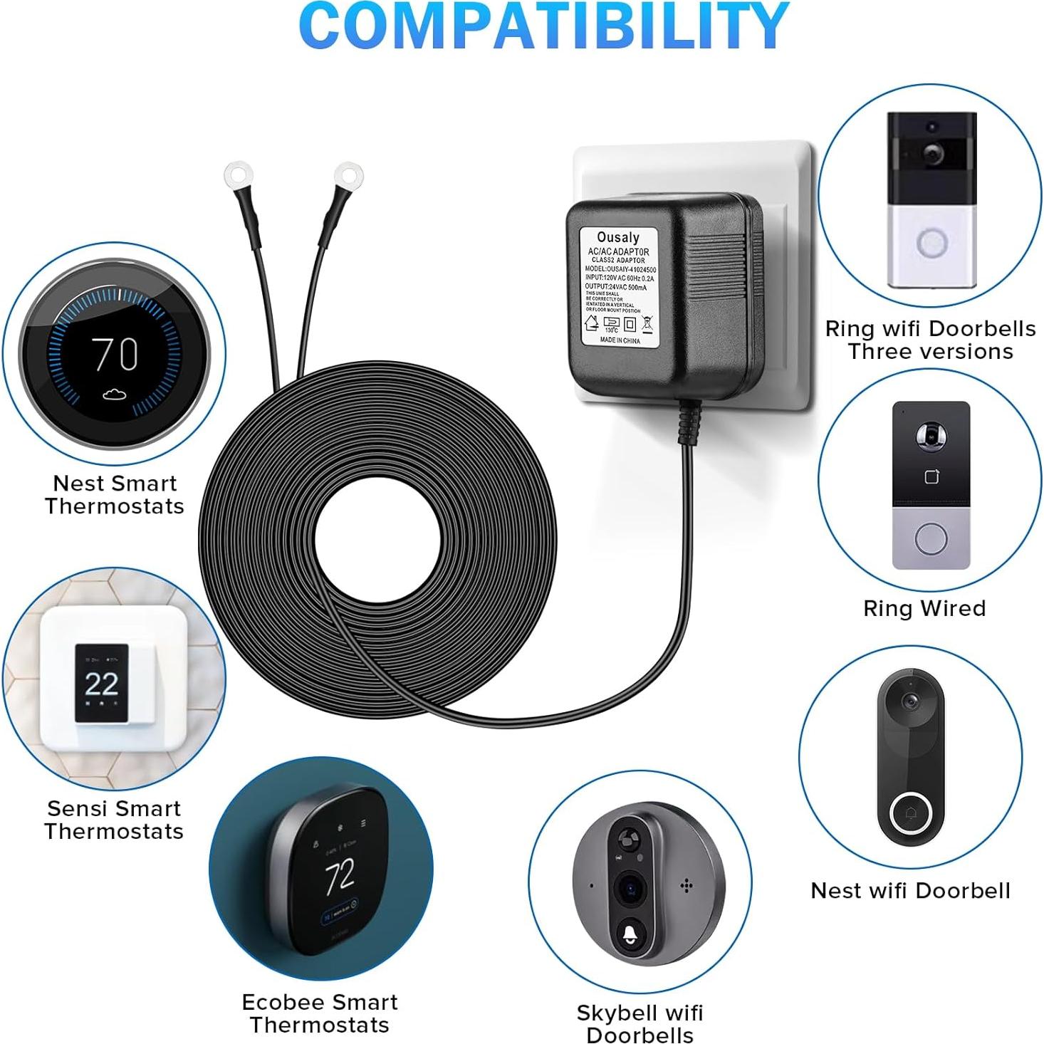 Adaptador de Corriente 24V Ousaly para Timbres y Termostatos