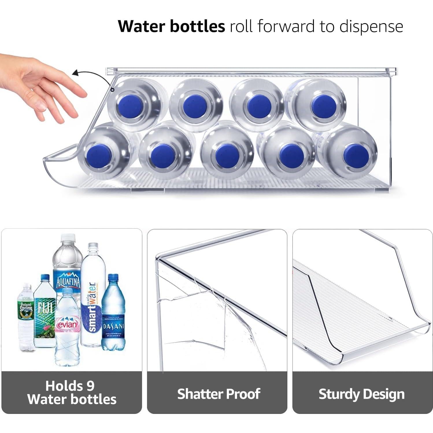 Organizador de Botellas de Agua Sorbus - Dispensador para Nevera (Juego de 2)
