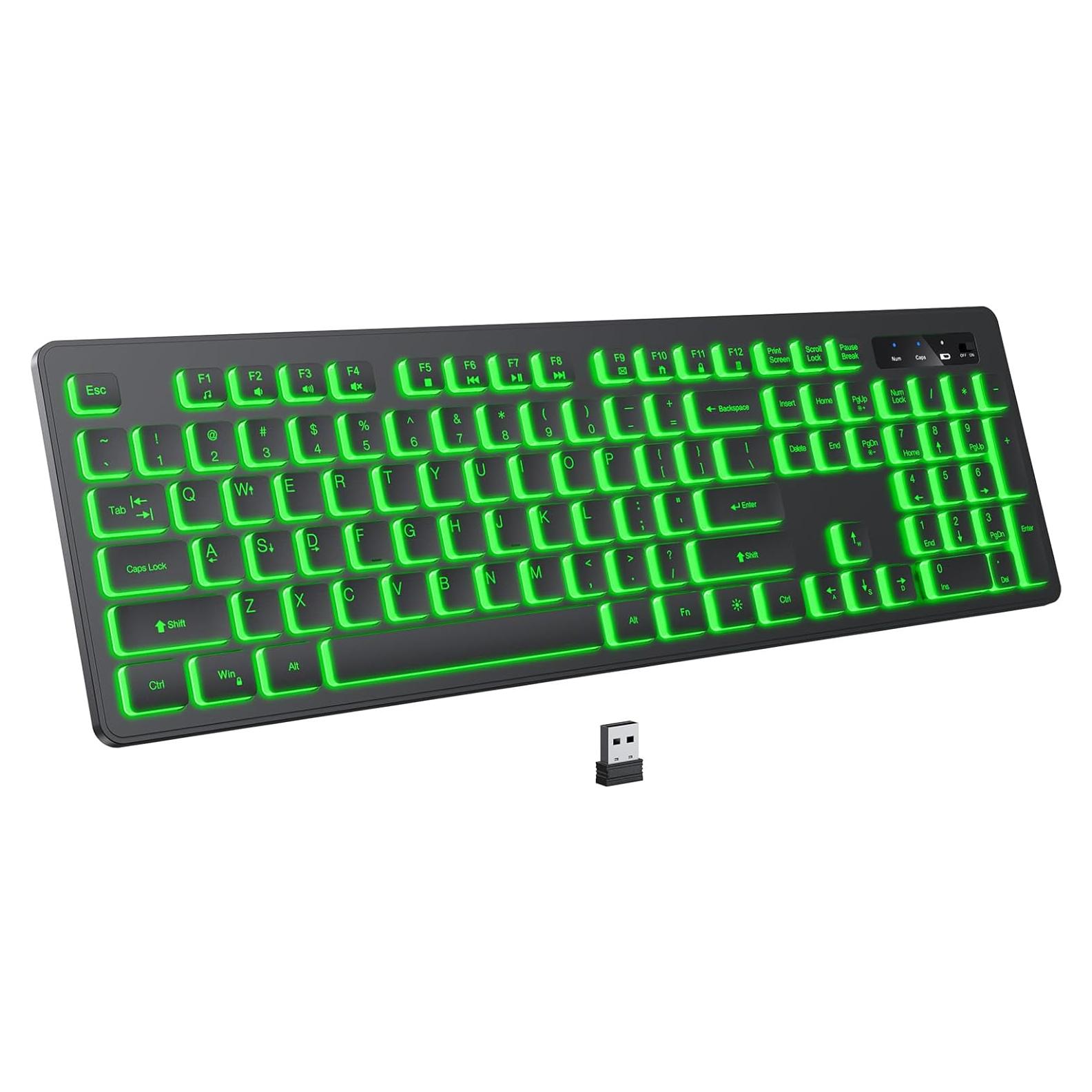 Teclado Inalámbrico Retroiluminado KOPJIPPOM con 7 Colores